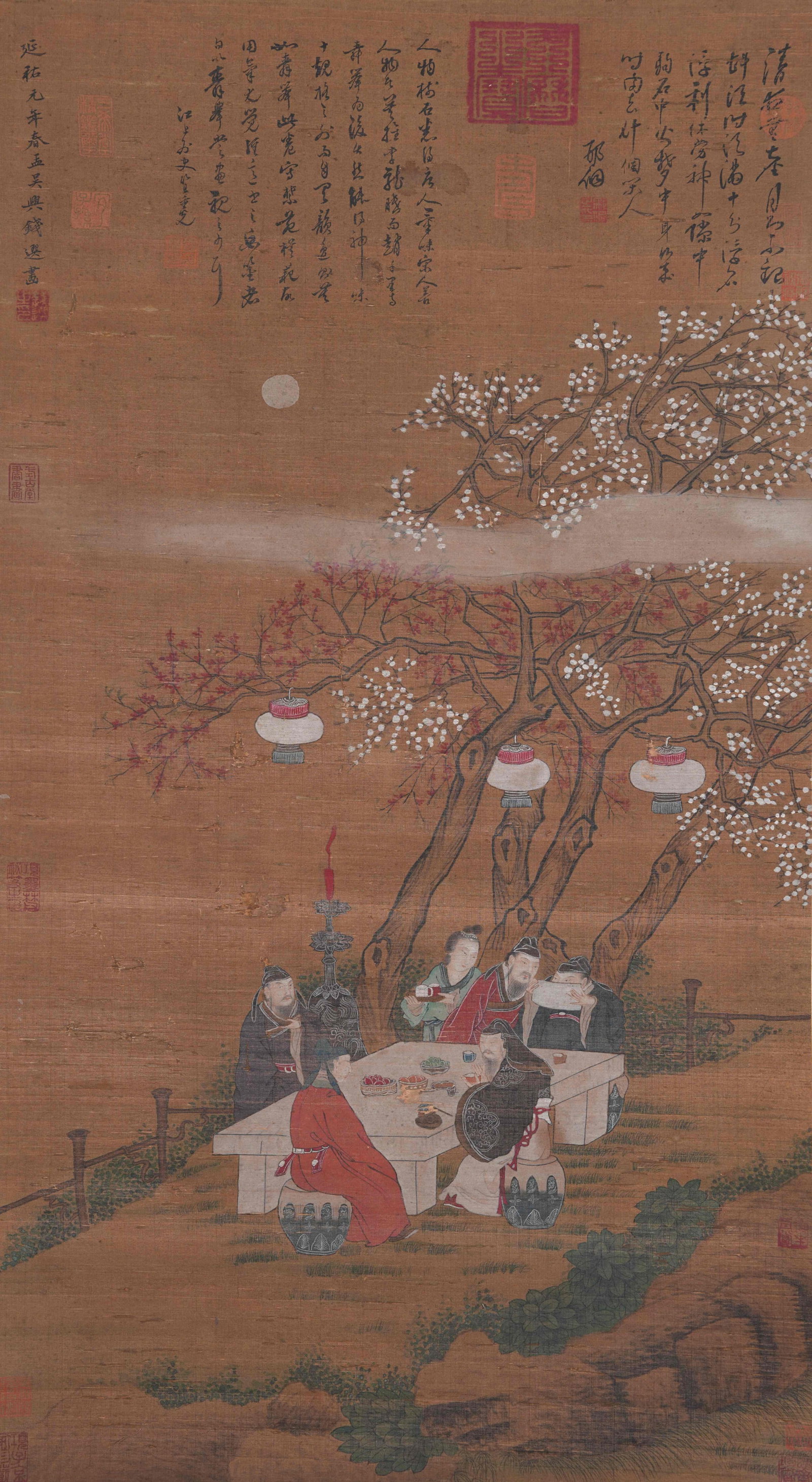 A FIGURE PAINTING ON SILK BY QIAN XUAN.錢選 (1 of 9)