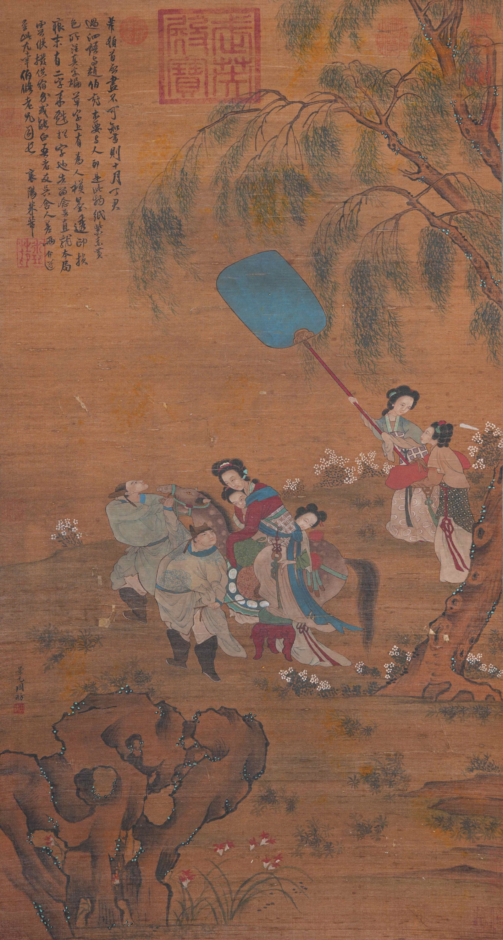 A FIGURE PAINTING ON SILK BY ZHOU FANG.周昉: Figure Painting on Silk by Zhou Fang.周昉