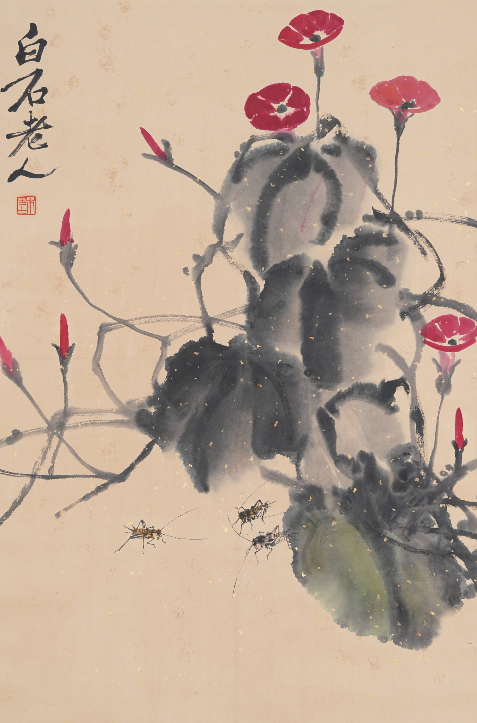 A MORNING GLORY PAINTING ON PAPER BY QI BAISHI.齊白石 (1 of 9)