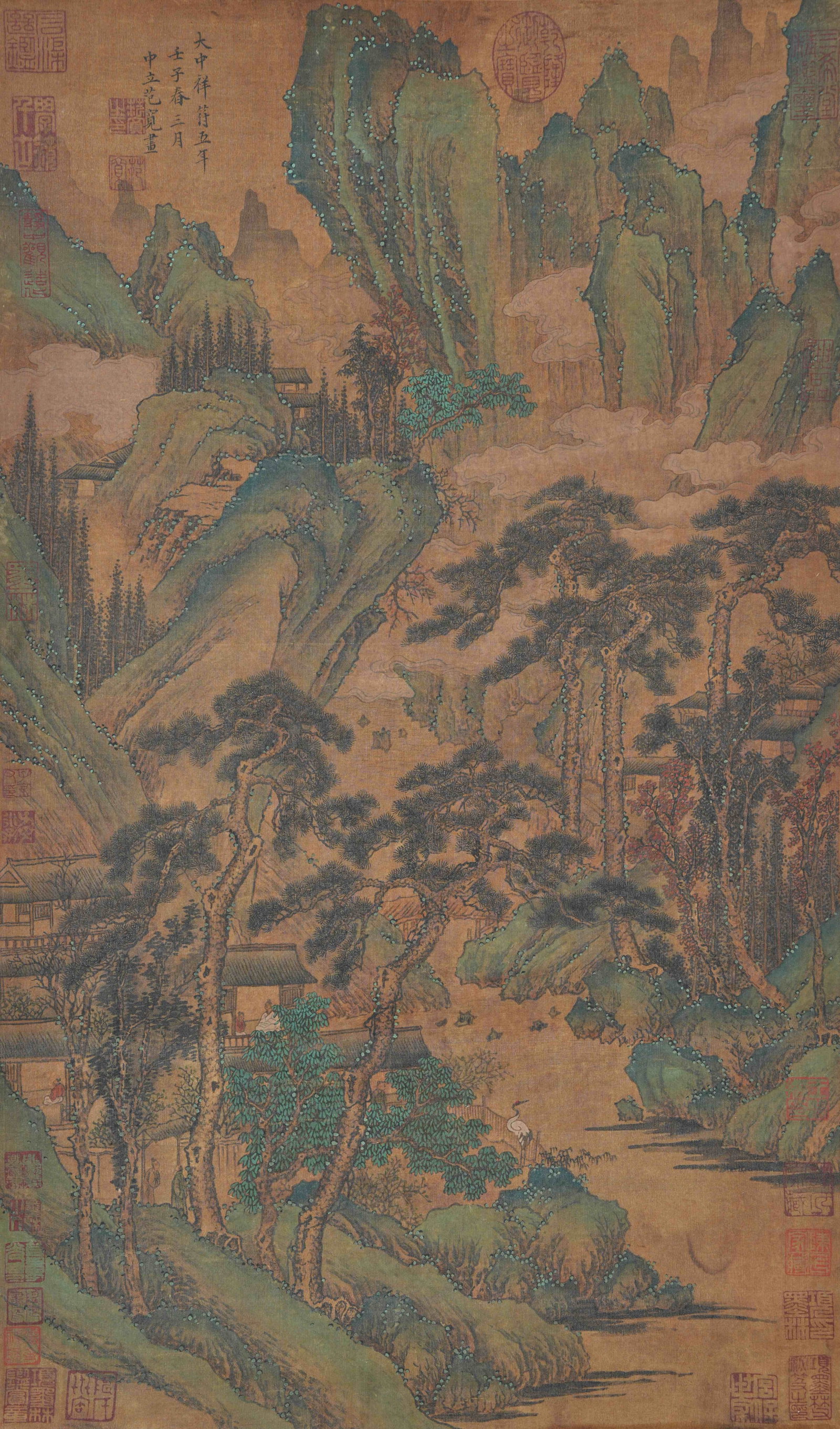 A LANDSCAPE PAINTING ON SILK BY FAN KUAN.範寬: Landscape Painting on Silk by Fan Kuan.範寬