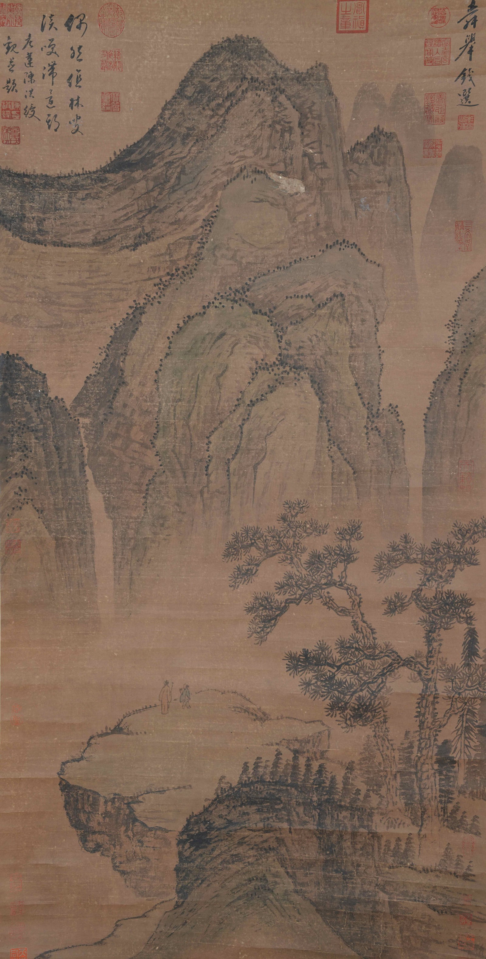 A LANDSCAPE PAINTING ON PAPER BY QIAN XUAN.錢選 (1 of 10)