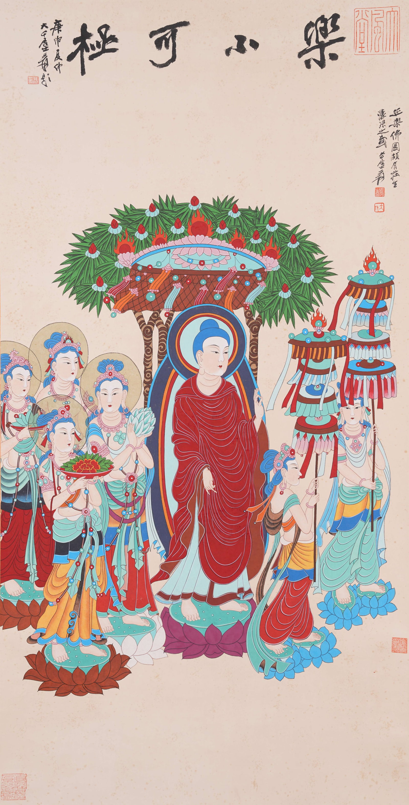 A BUDDHA STATUE PAINTING ON PAPER BY ZHANG DAQIAN.張大千: Buddha Statue Painting on Paper by Zhang Daqian.張大千