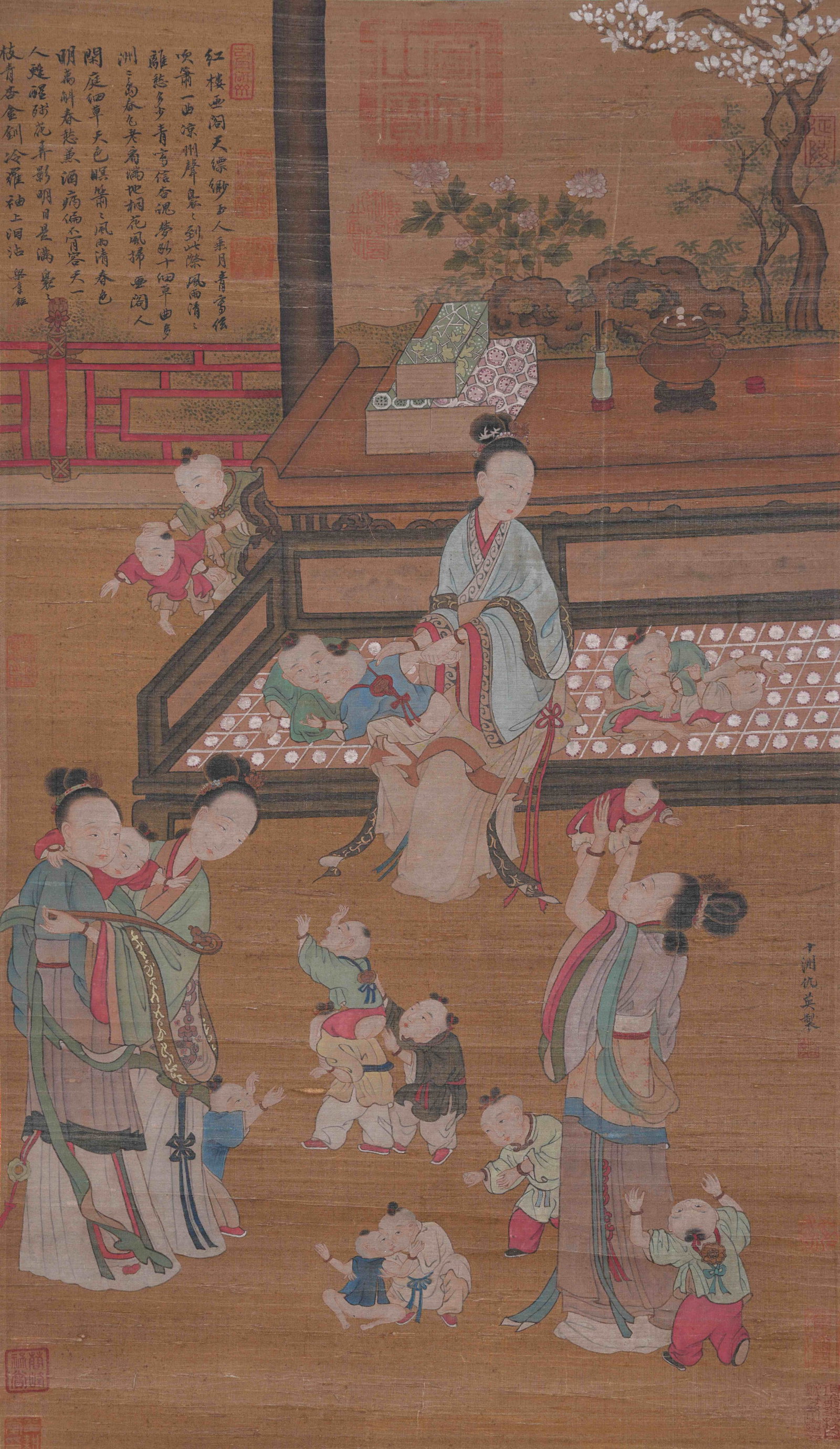 A FIGURE PAINTING ON SILK BY QIU YING.仇英: Figure Painting on Silk by Qiu Ying.仇英
