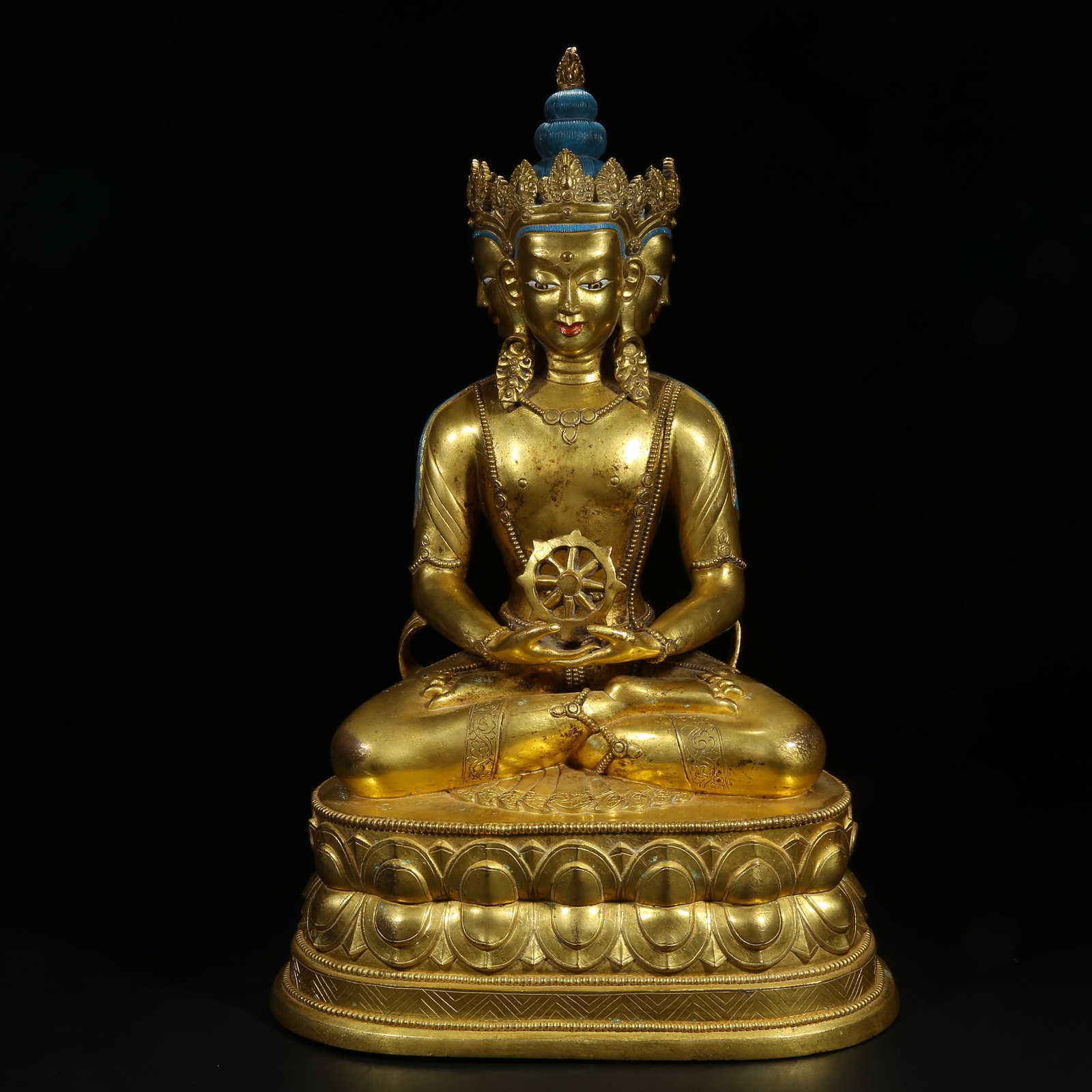 A GILT BRONZE VAIROCANA BUDDHA STATUE (1 of 8)