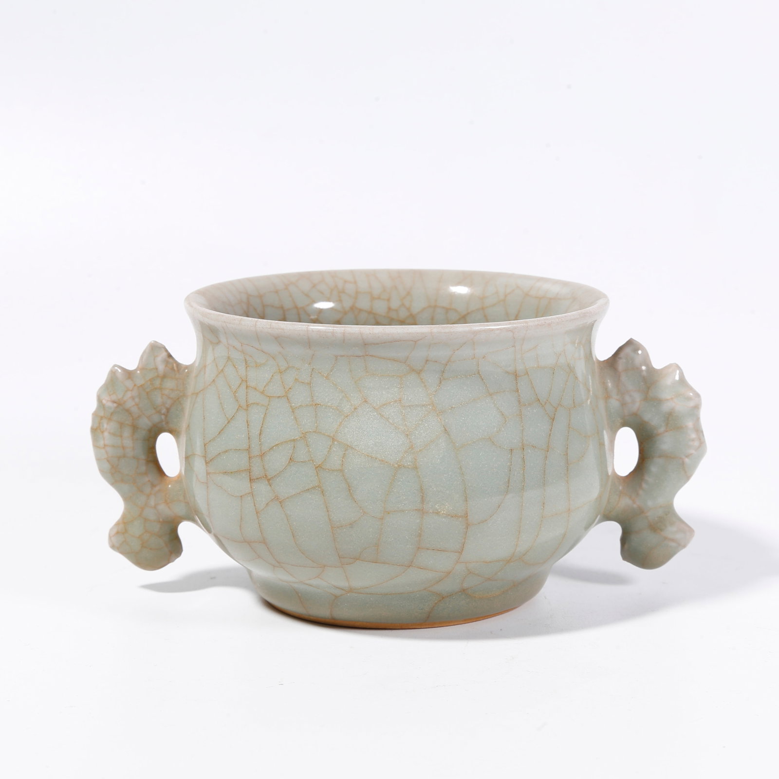 A DOUBLE-HANDLED INCENSE BURNER FROM GUAN KILN (1 of 9)