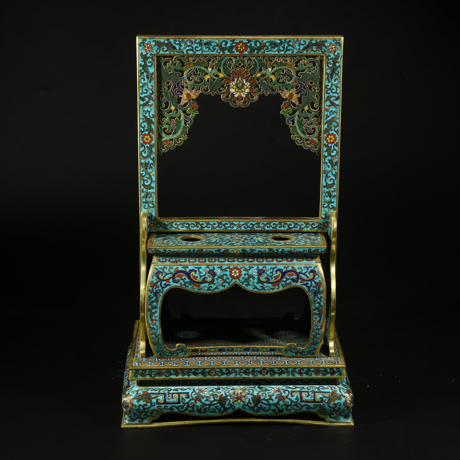 A BRUSH REST IN CLOISONNE ENAMEL ON A BRONZE BODY (1 of 9)