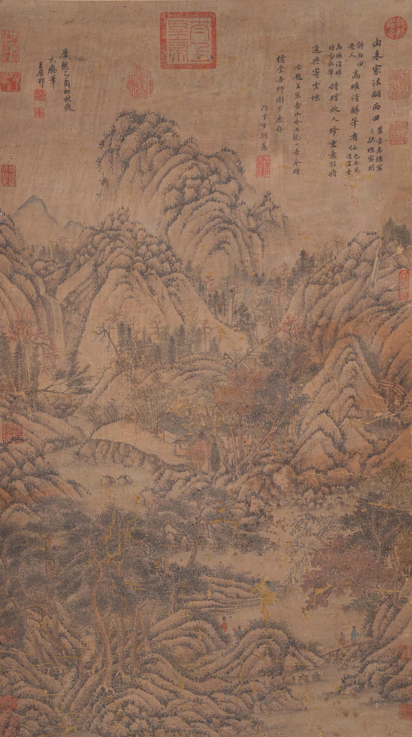 A LANDSCAPE PAINTING ON SILK BY WANG YUANQI.王原祁 (1 of 13)