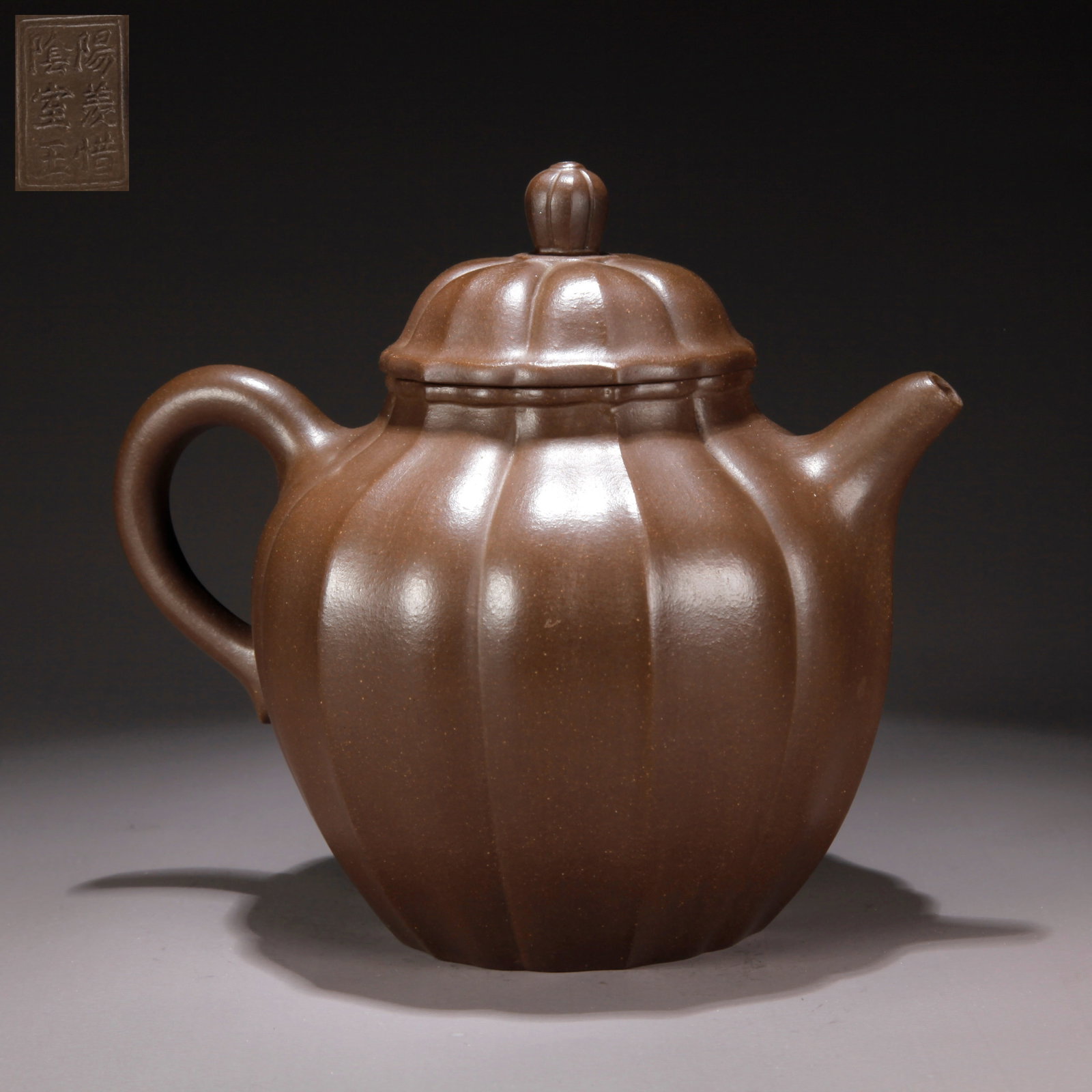 A ZISHA CLAY EWER WITH GOURD RIBBED PATTERN (1 of 9)