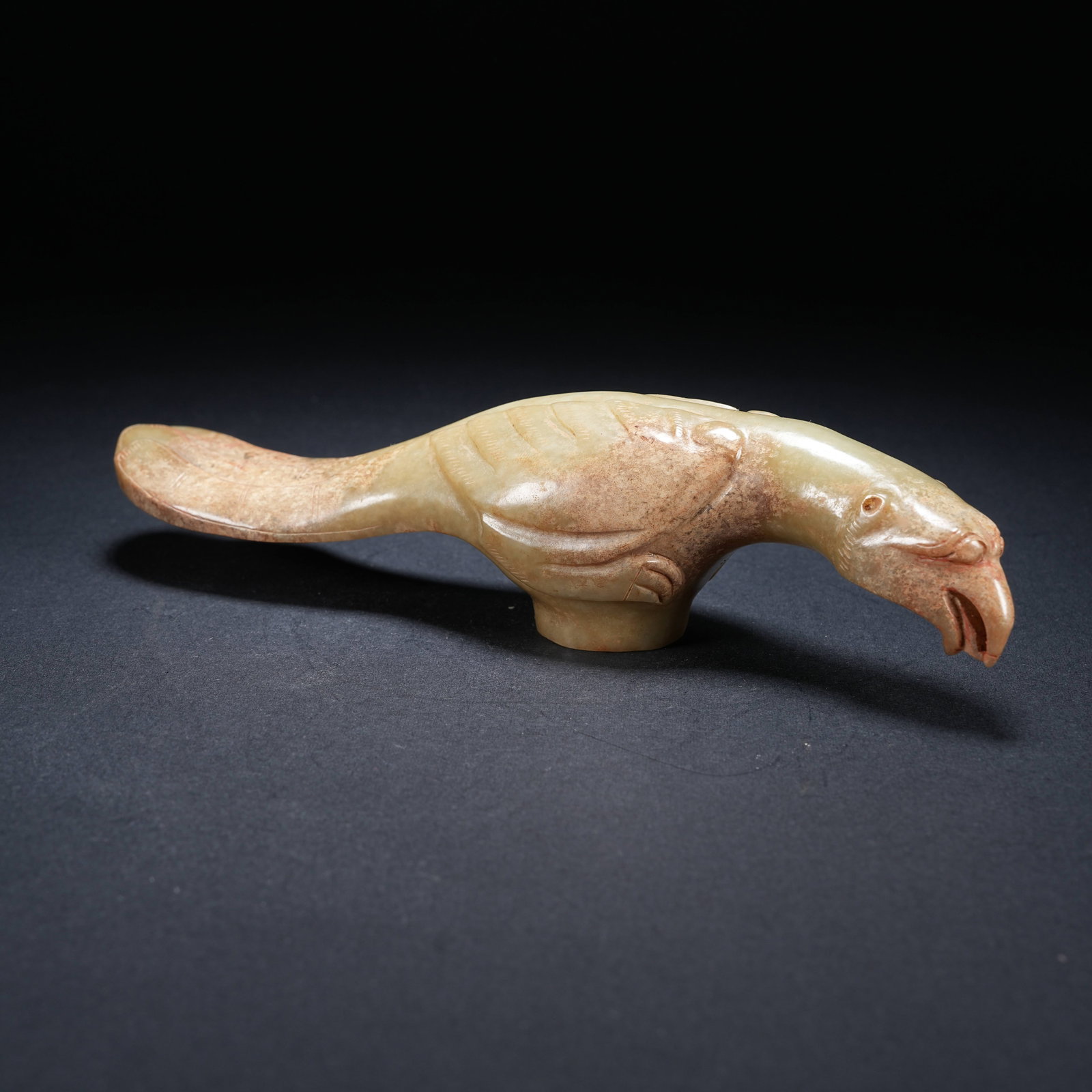 A ARCHAIC JADE PHOENIX BIRD STAFF HEAD (1 of 8)