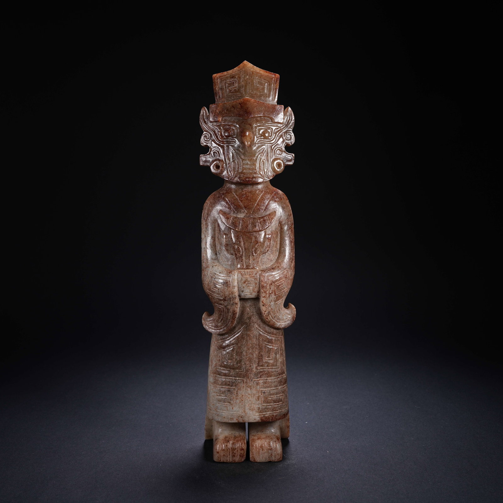 A ARCHAIC JADE DEITY FIGURE: Archaic Jade Deity Figure