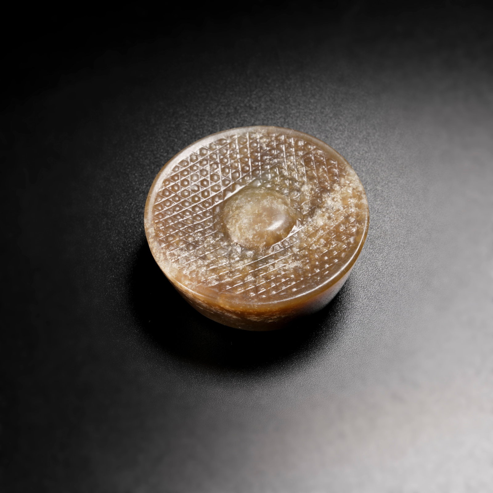 A ARCHAIC JADE SWORD POMMEL: Archaic Jade Sword Pommel