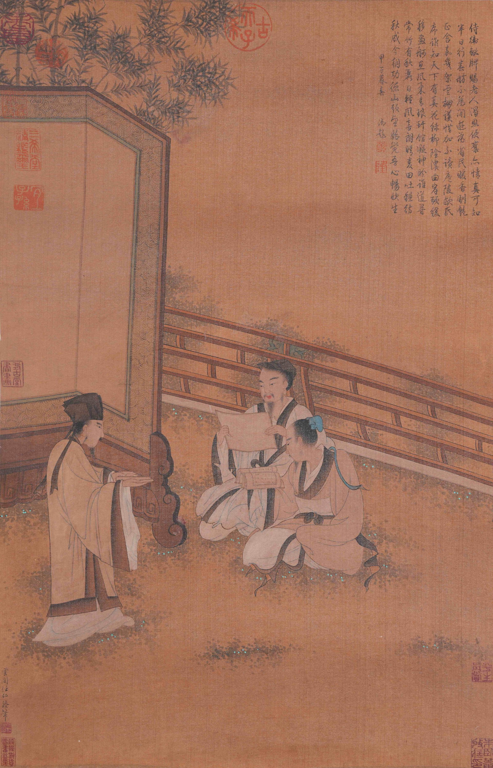 A FIGURE PAINTING ON SILK BY REN RENFA.任仁發: Figure Painting on Silk by Ren Renfa.任仁發