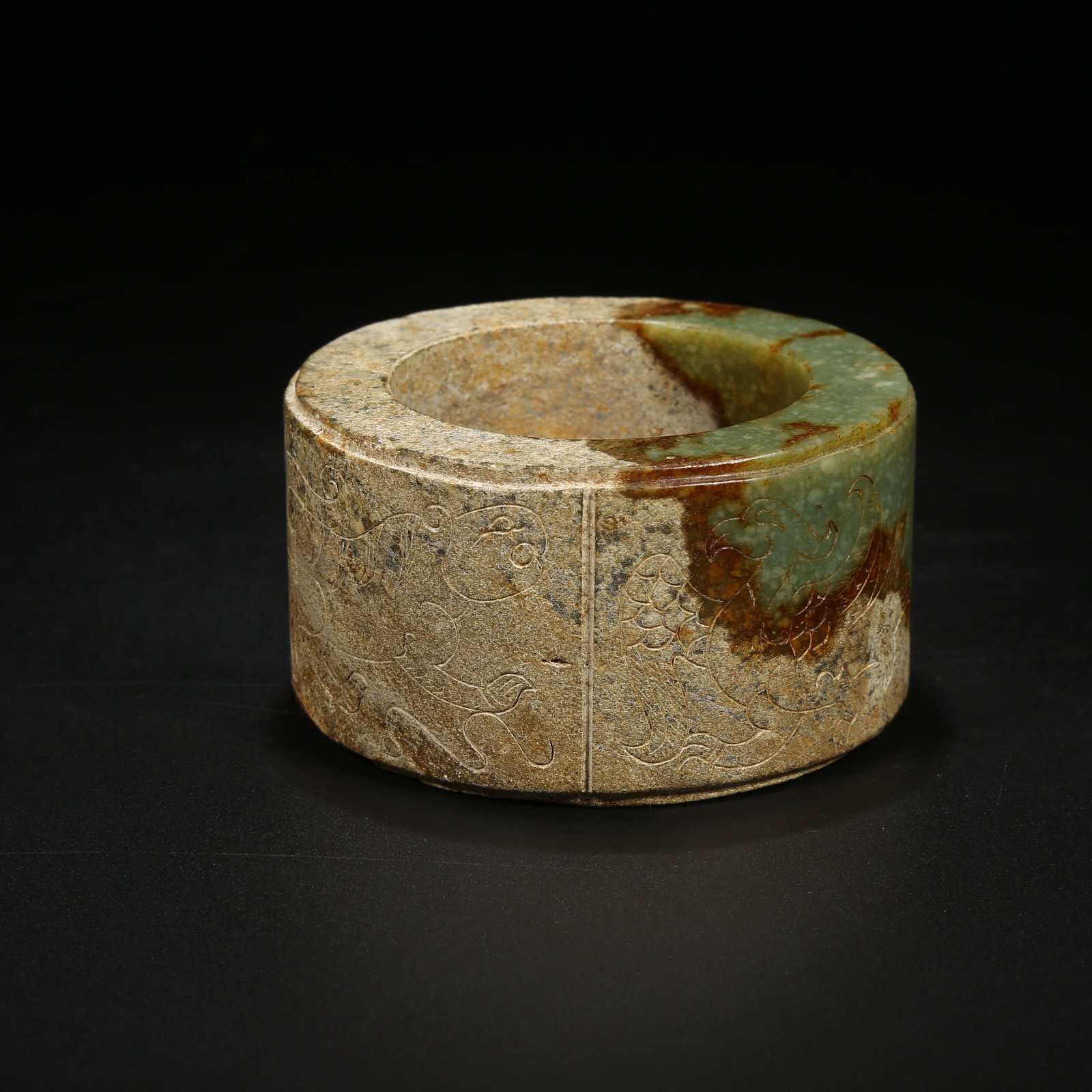 A ARCHAIC JADE CONG WITH FOUR DIVINE BEAST PATTERN: Archaic Jade Cong with Four Divine Beast Pattern