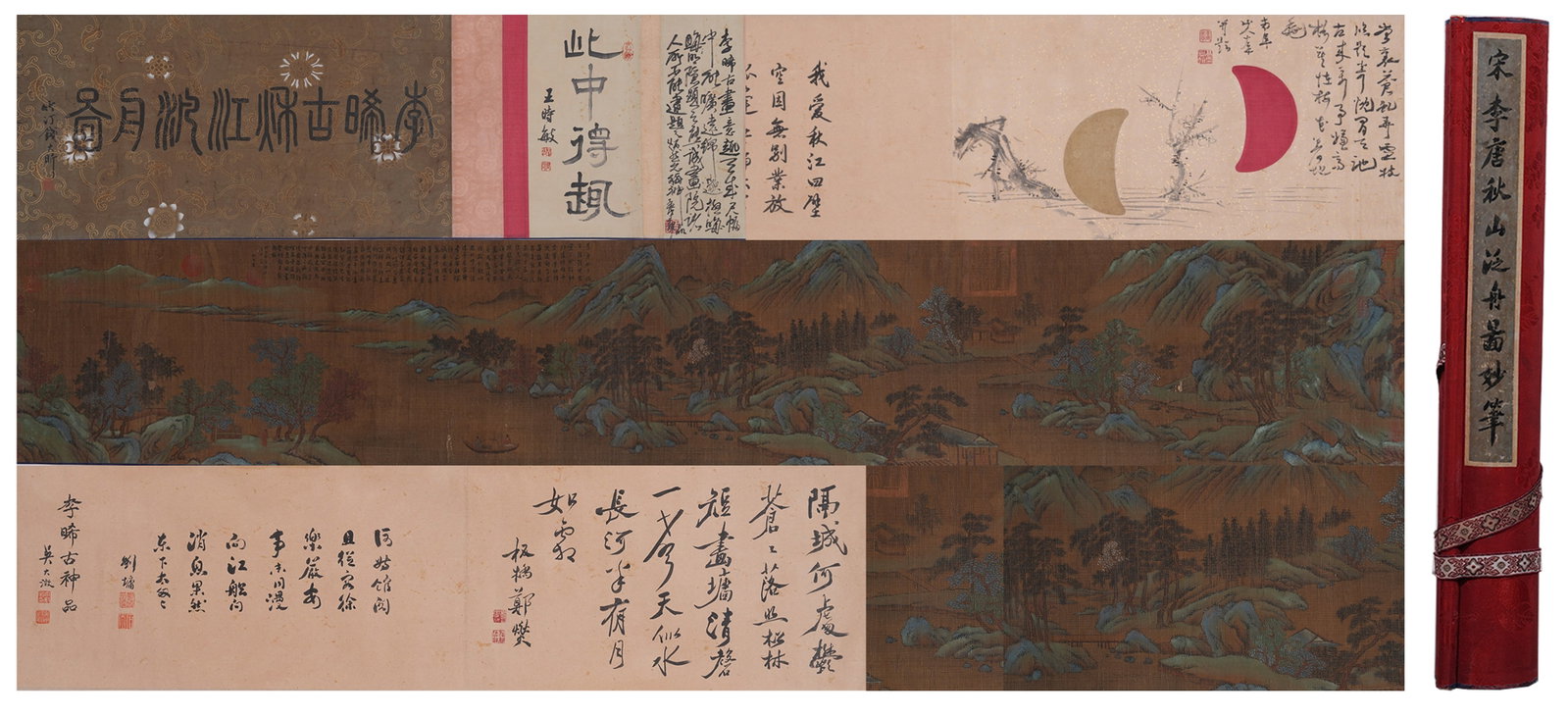 A HAND SCROLL OF BOATING ON AUTUMN MOUNTAINS ON SILK BY LI TANG.李唐 (1 of 11)
