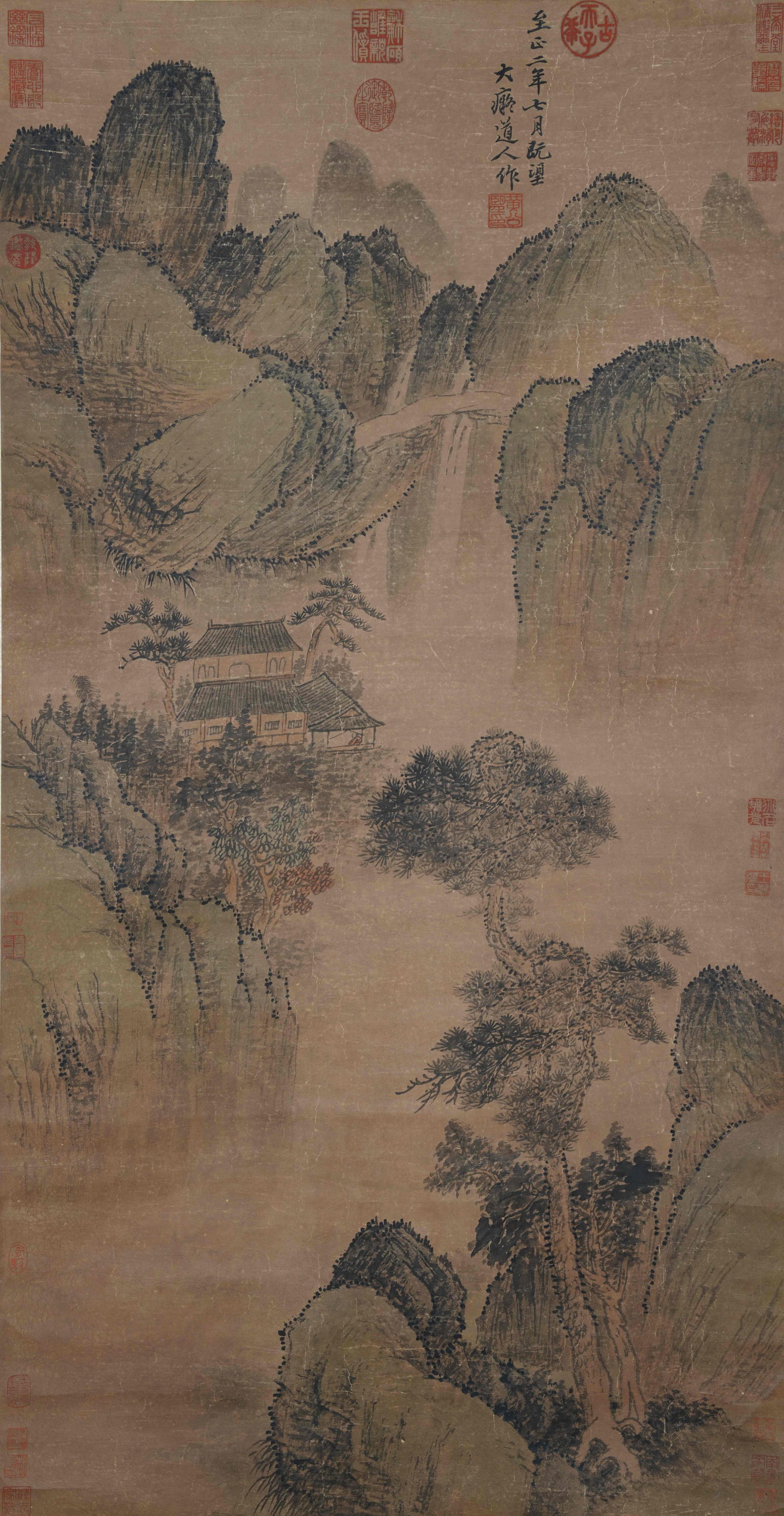 A LANDSCAPE PAINTING ON PAPER BY HUANG GONGWANG.黃公望: Landscape Painting on Paper by Huang Gongwang.黃公望