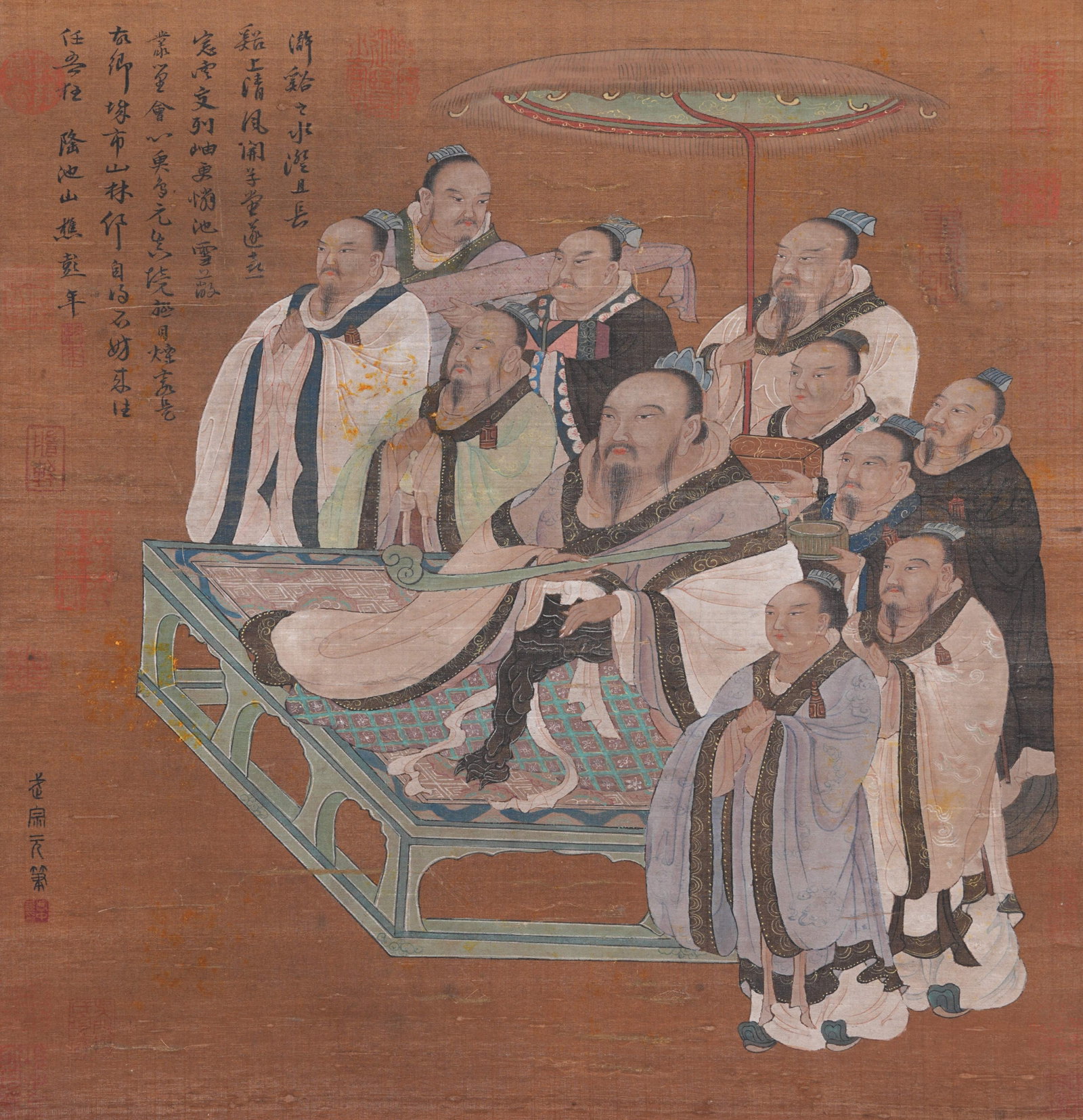 A FIGURE PAINTING ON SILK BY WU ZONGYUAN.武宗元: Figure Painting on Silk by Wu Zongyuan.武宗元