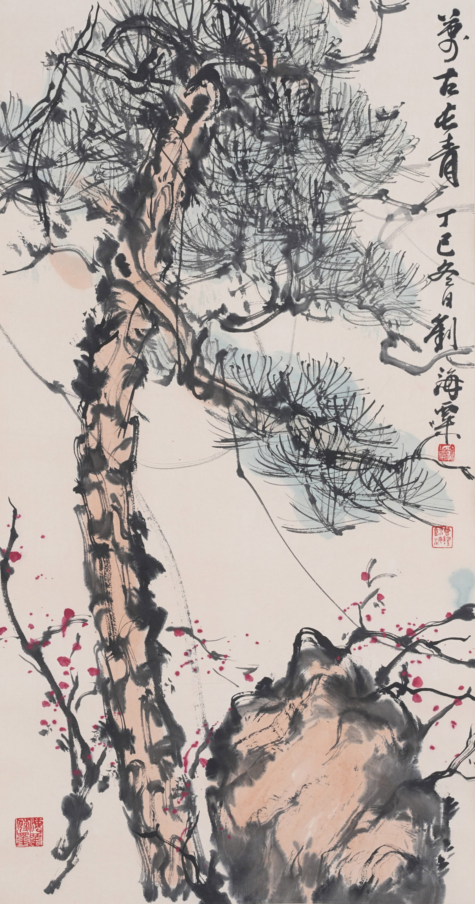 A PINE TREE PAINTING ON PAPER BY LIU HAISU.劉海粟: Pine Tree Painting on Paper by Liu Haisu.劉海粟