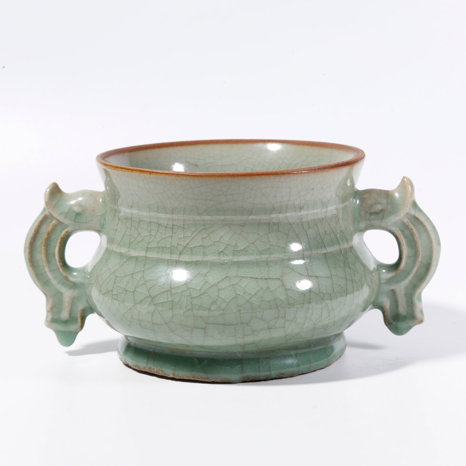 A DOUBLE DRAGON-HANDLED INCENSE BURNER FROM CHAI KILN (1 of 9)