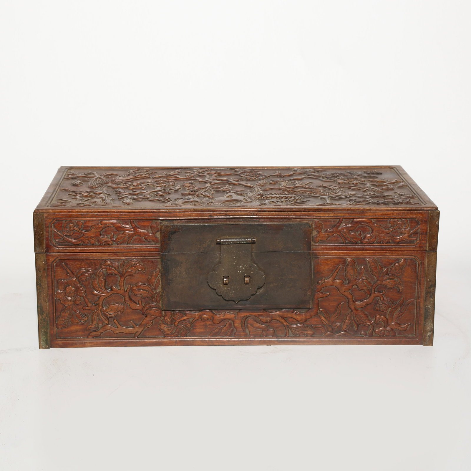 A HUANGHUALI BOX WITH "PHOENIX BRINGING AUSPICIOUSNESS" DESIGN (1 of 9)