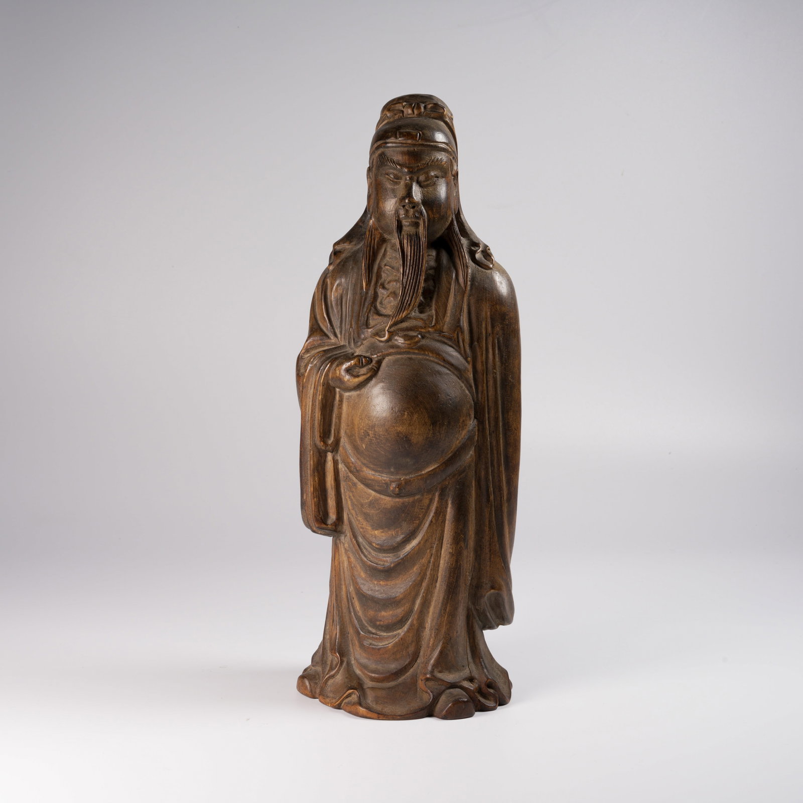 A SANDALWOOD CIVIL-GOD GUAN YU FIGURE (1 of 8)