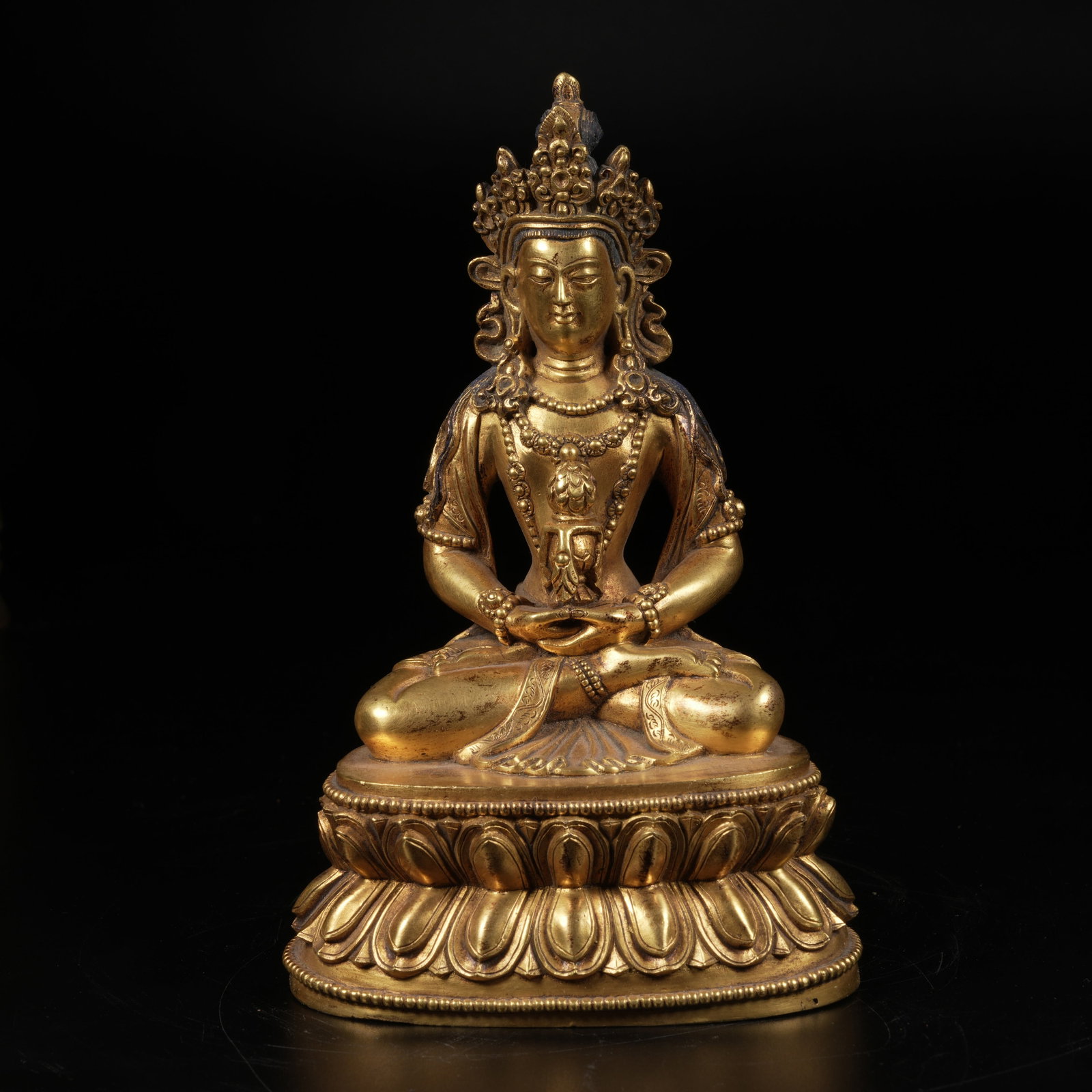 A GILT-BRONZE AMITAYUS (INFINITE LIFE BUDDHA) STATUE (1 of 9)