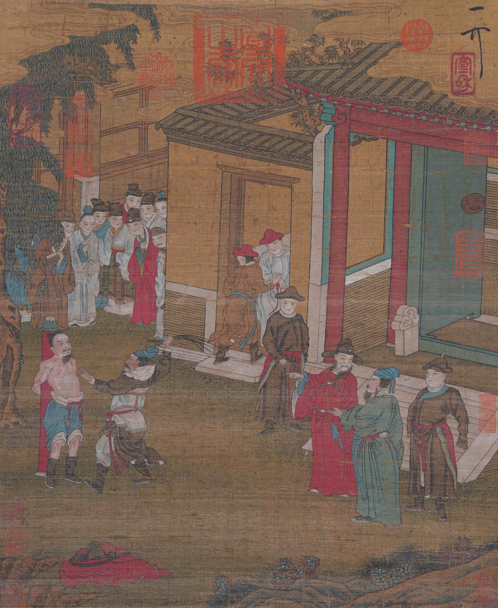 A FIGURE PAINTING ON SILK BY EMPEROR HUIZONG OF SONG.宋徽宗: Figure Painting on Silk by Emperor Huizong of Song.宋徽宗