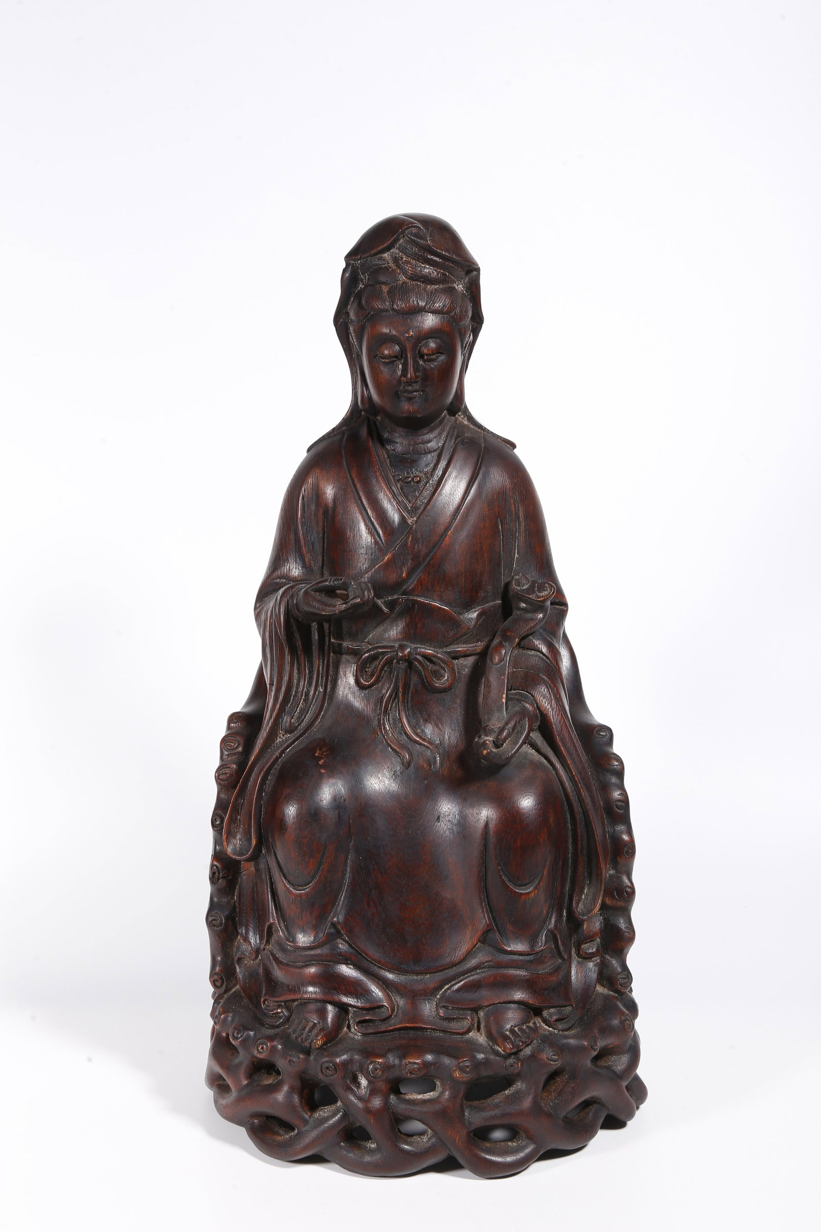 A AGARWOOD GUANYIN STATUE: Agarwood Guanyin Statue