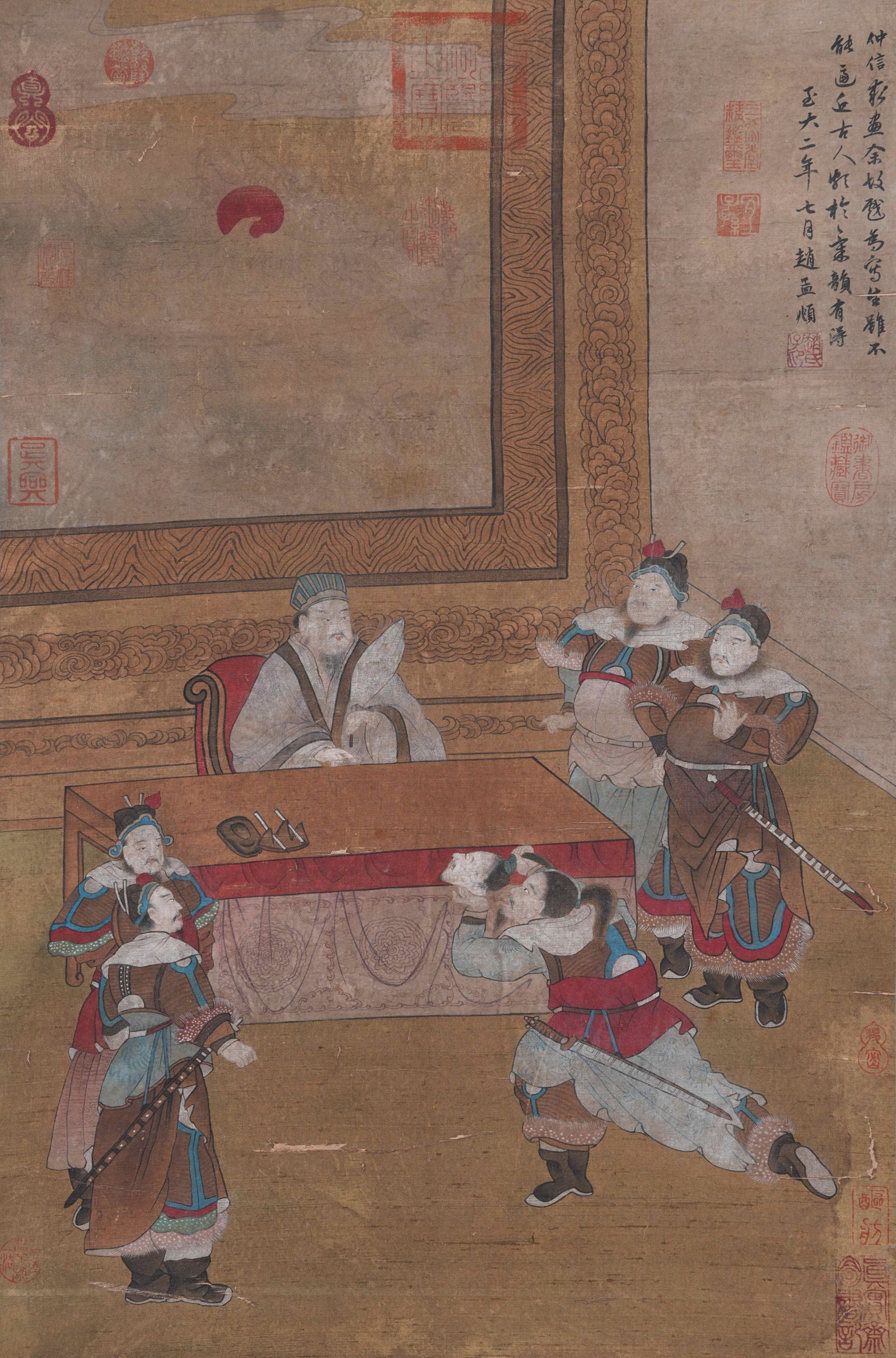 A FIGURE PAINTING ON SILK BY ZHAO MENGFU.趙孟頫: Figure Painting on Silk by Zhao Mengfu.趙孟頫
