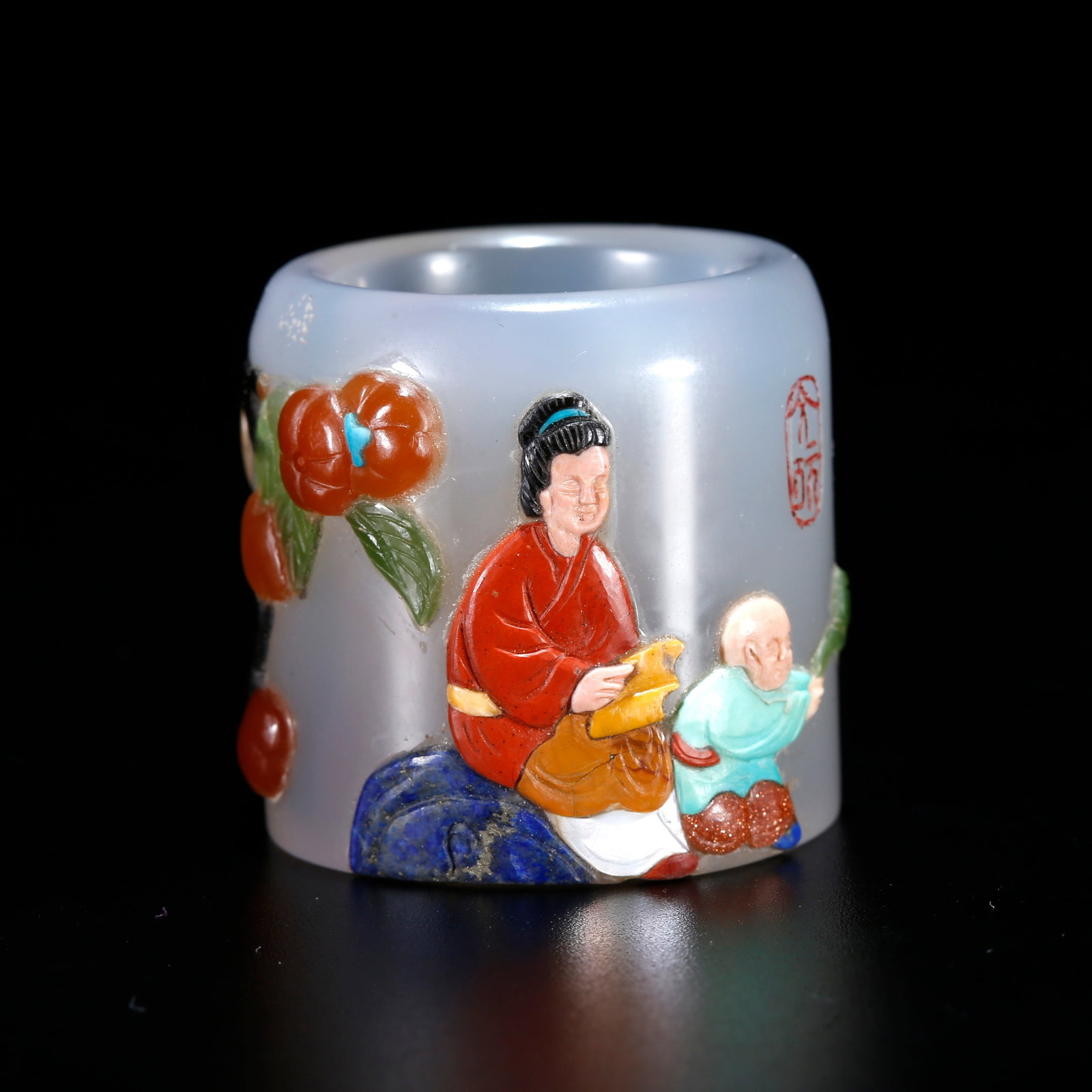 A AGATE INLAID THUMB RING WITH TREASURES (1 of 8)