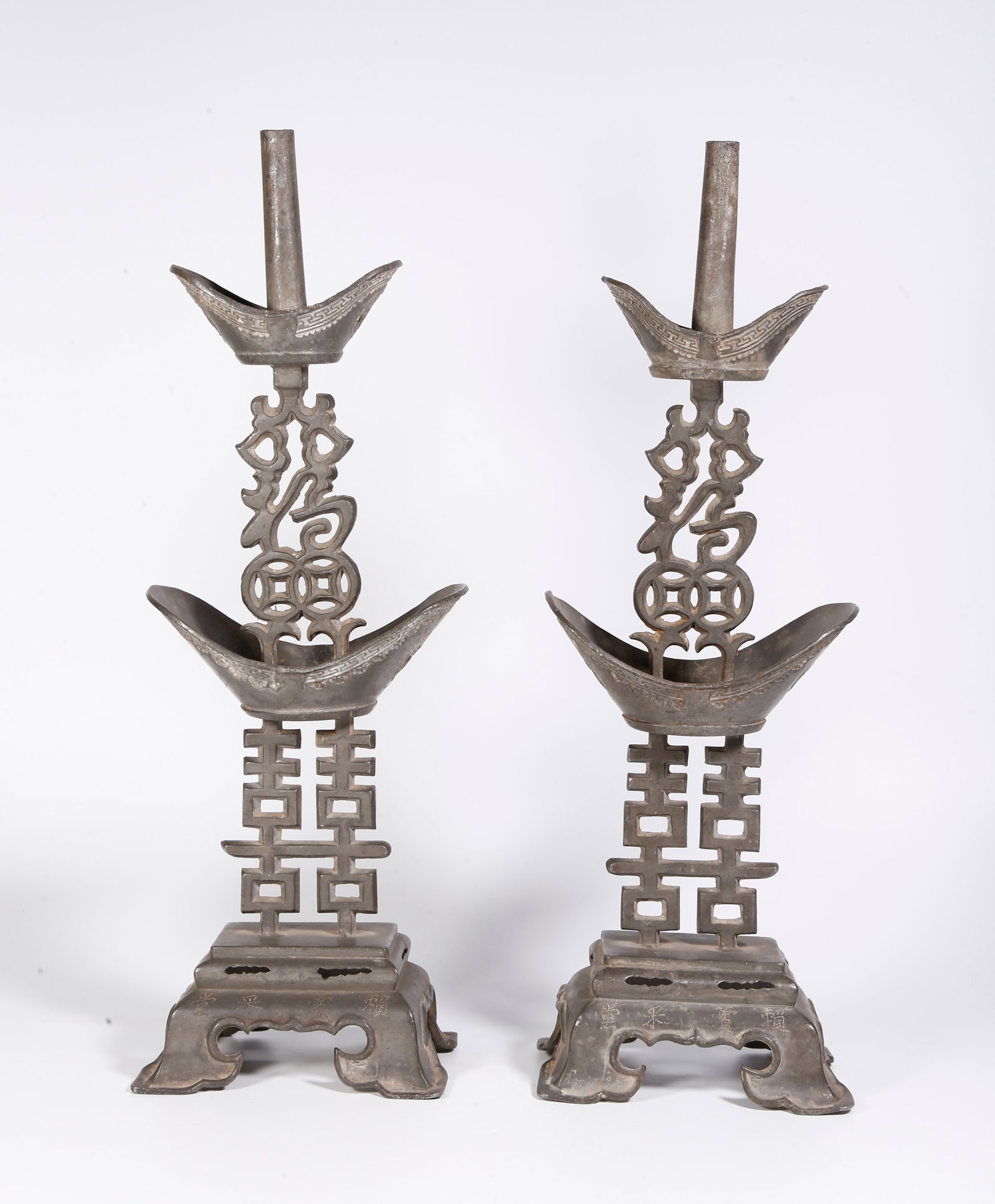 A PAIR OF TIN CANDLESTICKS (1 of 10)