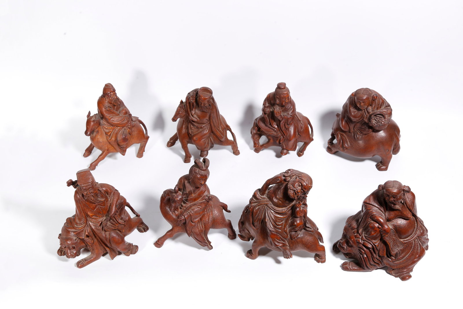 A SET OF ROOT CARVING EIGHT IMMORTALS ORNAMENTS (1 of 10)