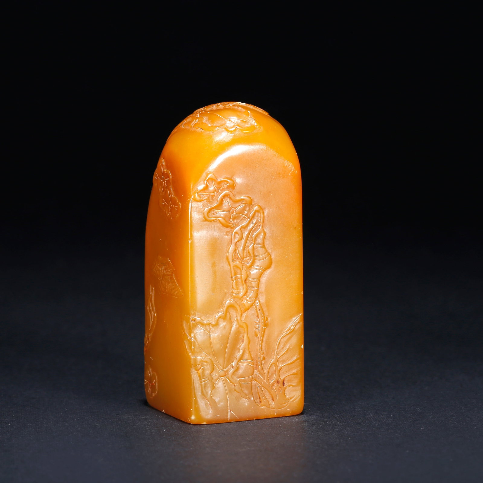 A SHOUSHAN TIANHUANG STONE CARVED SEAL WITH FISH AND ALGAE PATTERN (1 of 9)