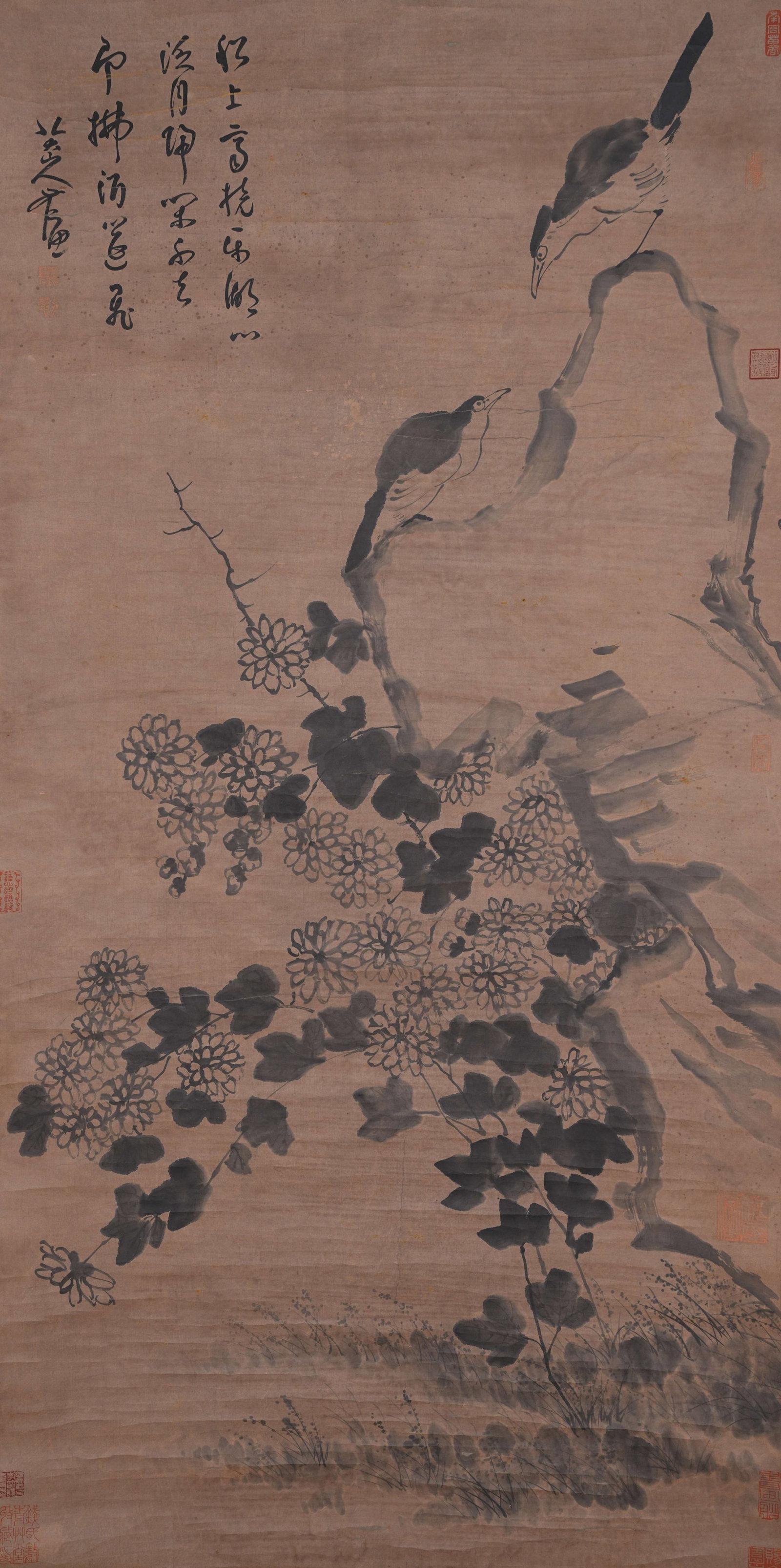 A FLOWER AND BIRD PAINTING ON PAPER BY BADA SHANREN.八大山人 (1 of 8)