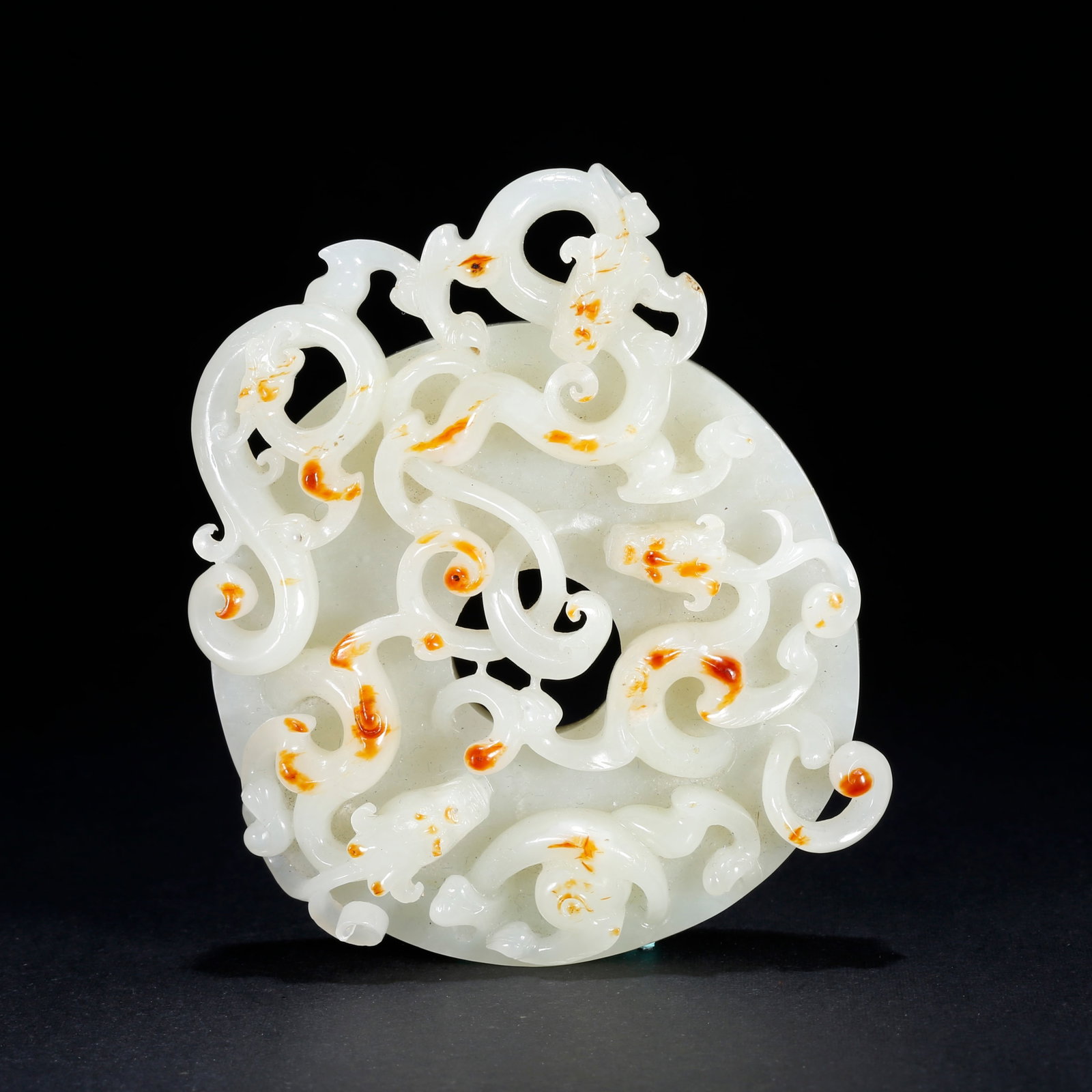 A HETIAN JADE CARVED BI DISC WITH DRAGON PATTERN (1 of 9)