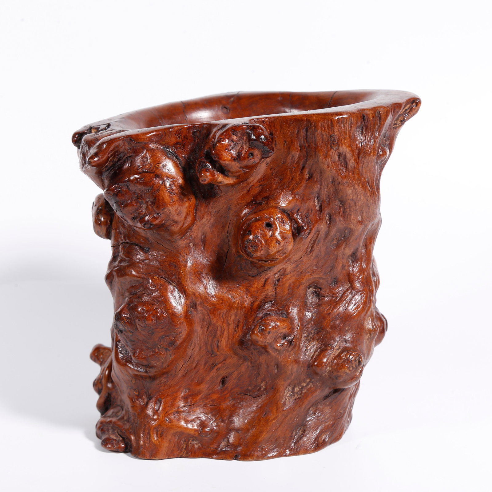 A BOXWOOD BURL BRUSH POT (1 of 8)