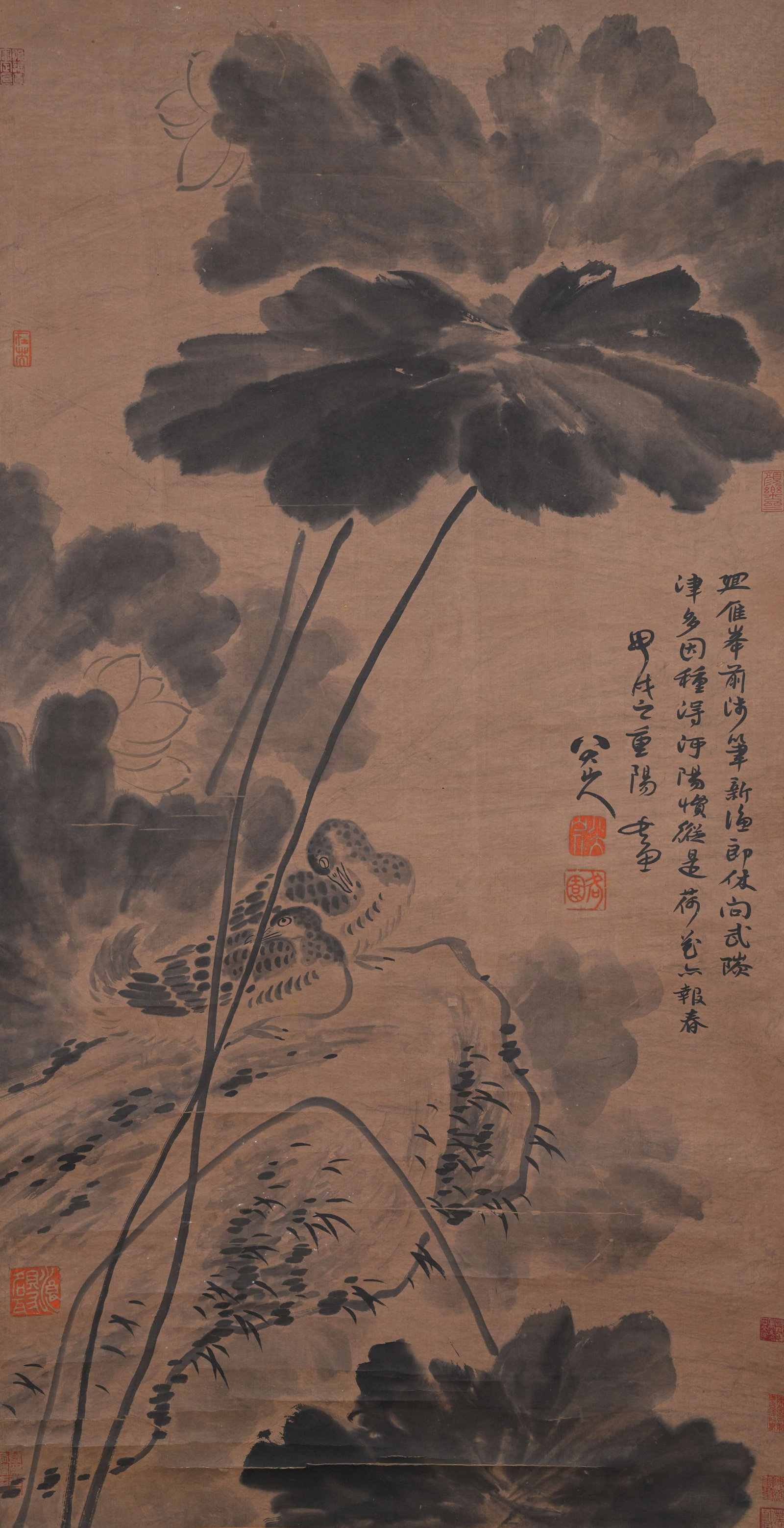 A FLOWER AND BIRD PAINTING ON PAPER BY BADA SHANREN.八大山人 (1 of 8)