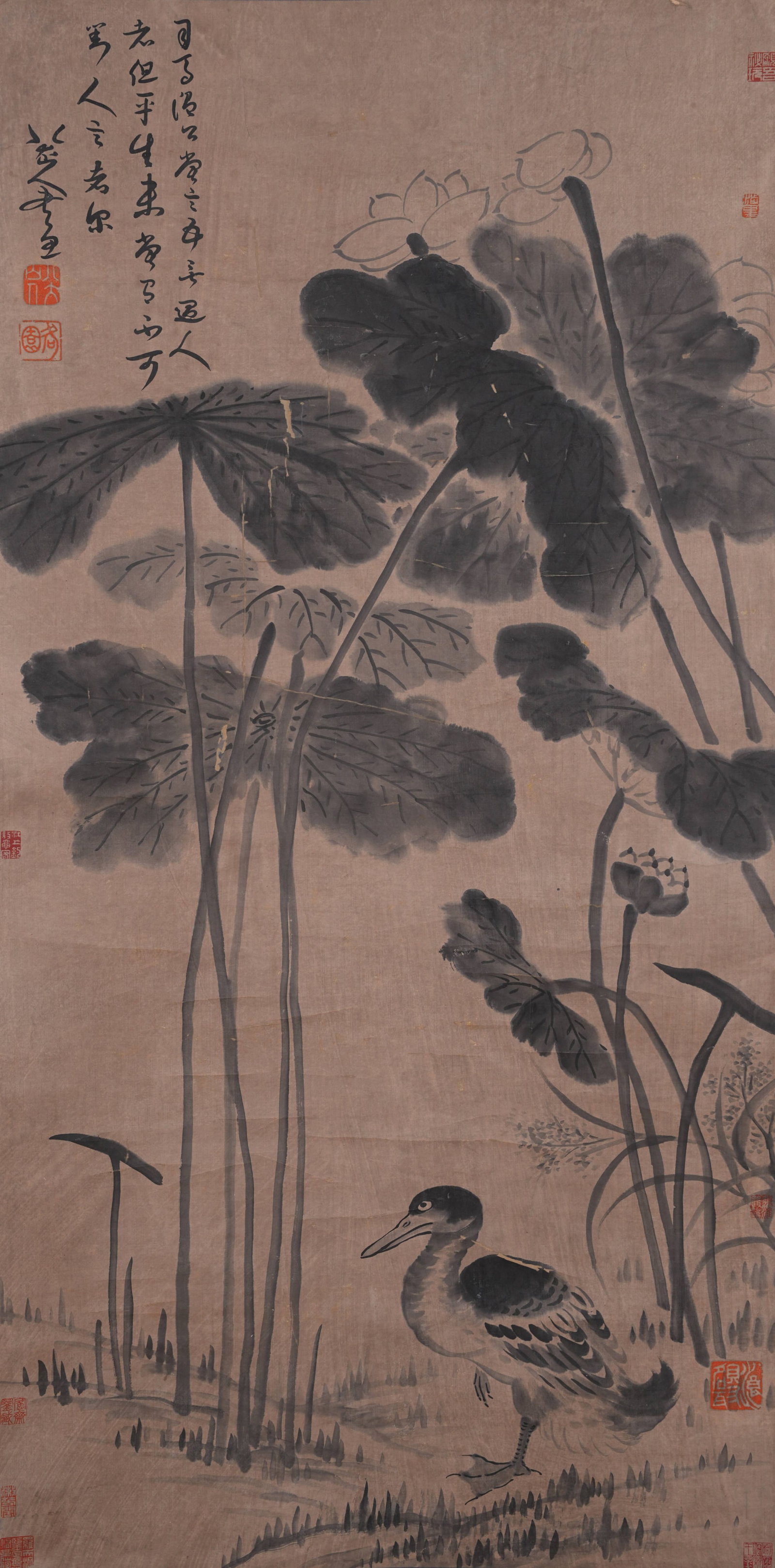 A FLOWER AND BIRD PAINTING ON PAPER BY BADA SHANREN.八大山人 (1 of 9)