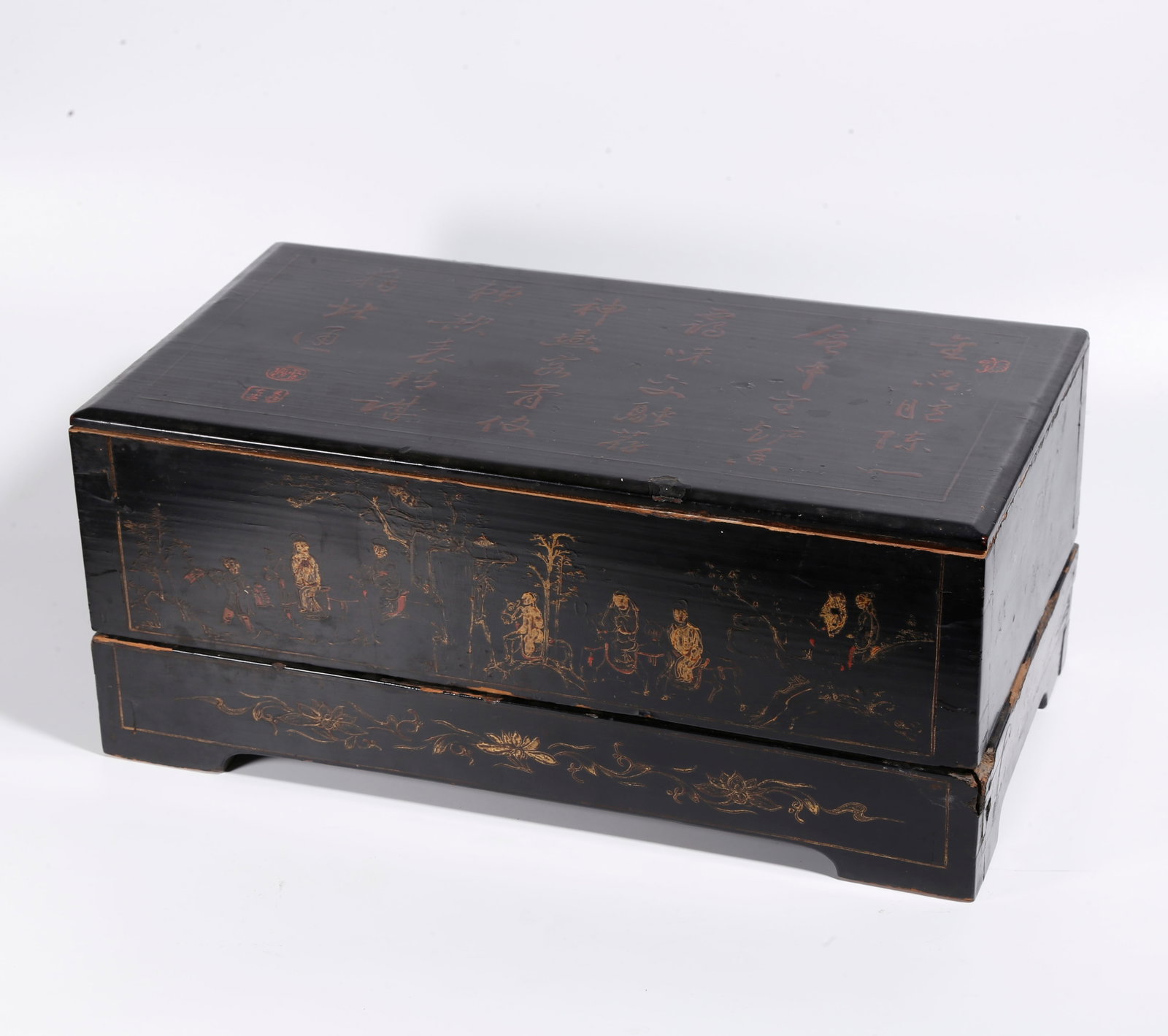A LACQUER POETRY PATTERN COVERED BOX (1 of 10)