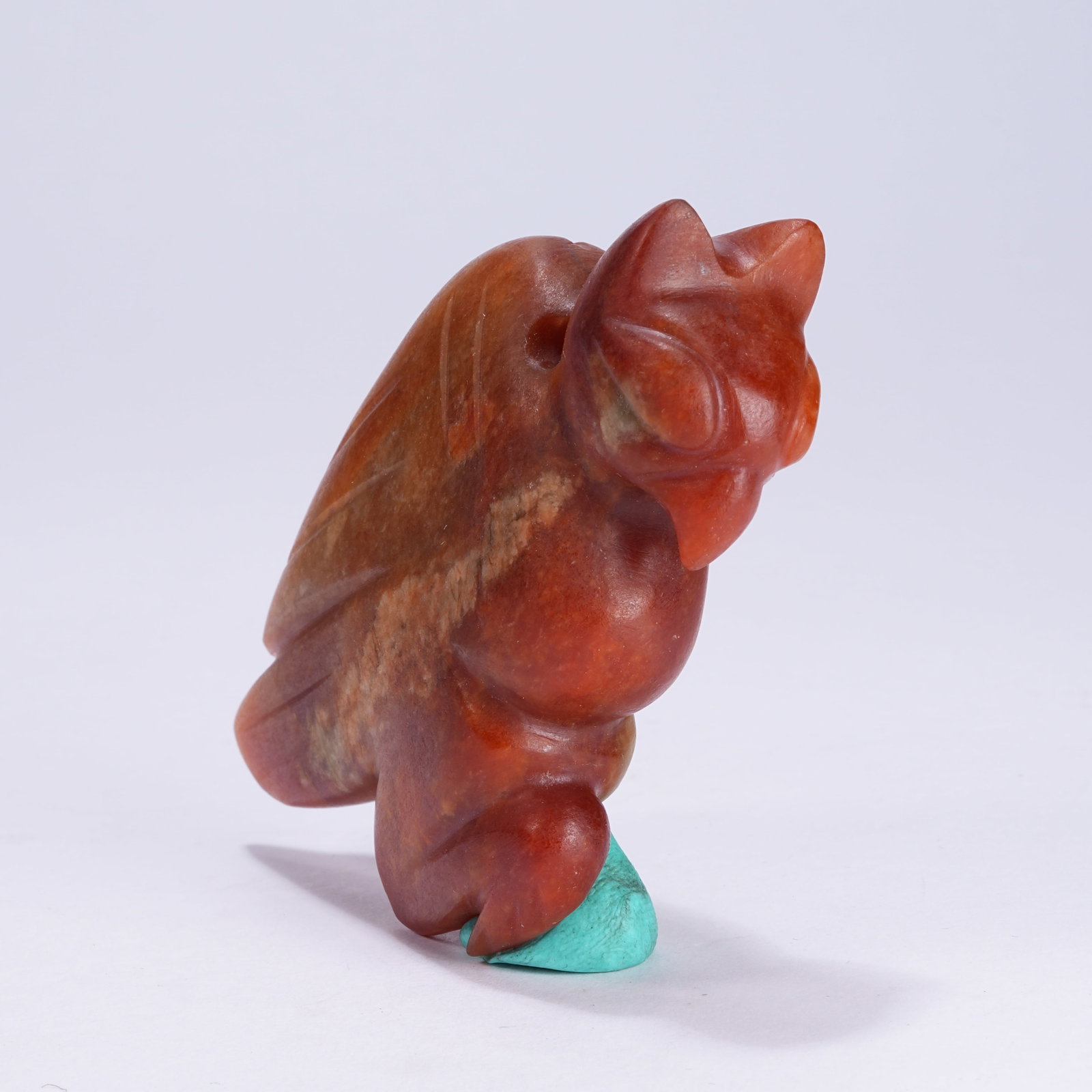 A ANCIENT JADE OWL PENDANT - 6