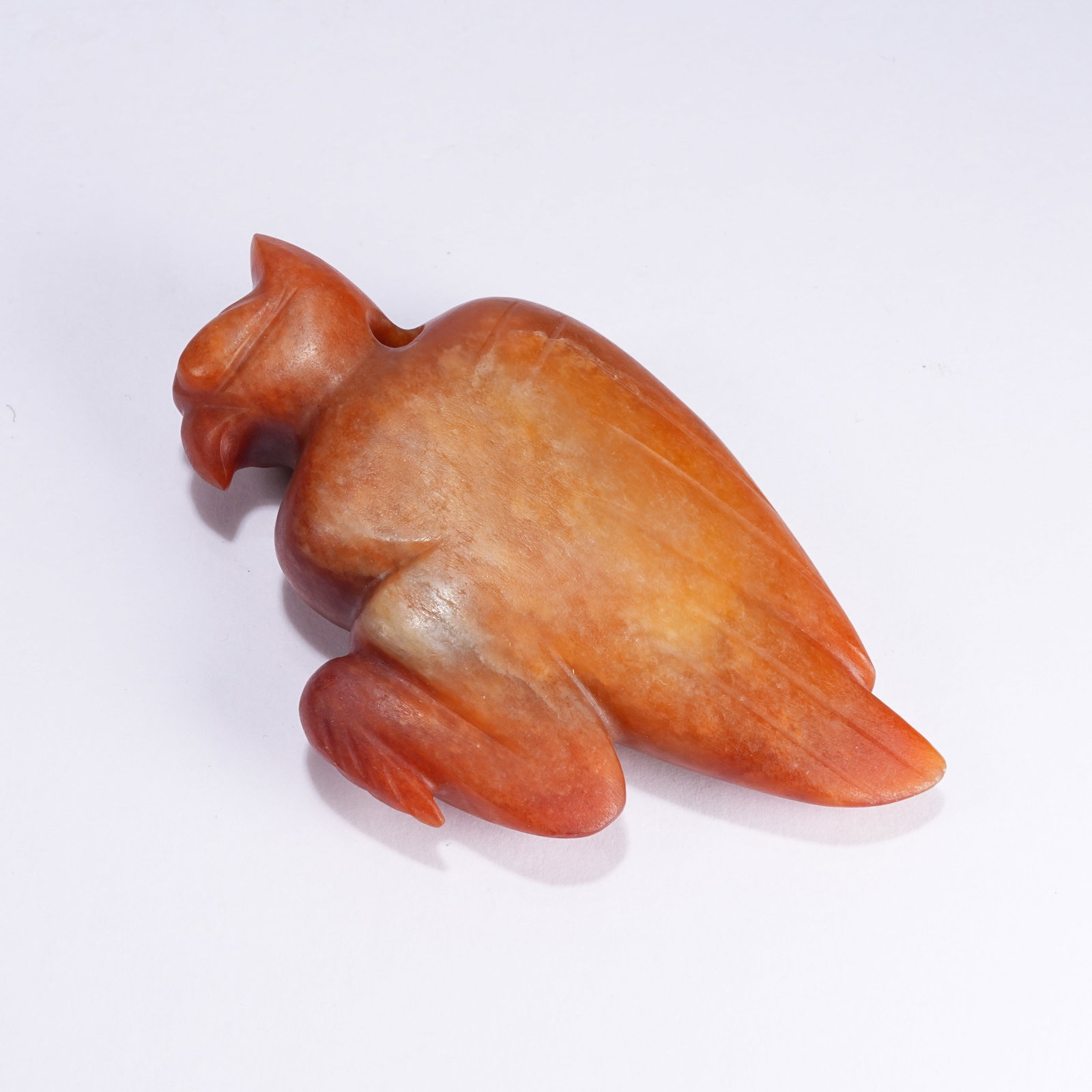 A ANCIENT JADE OWL PENDANT - 7
