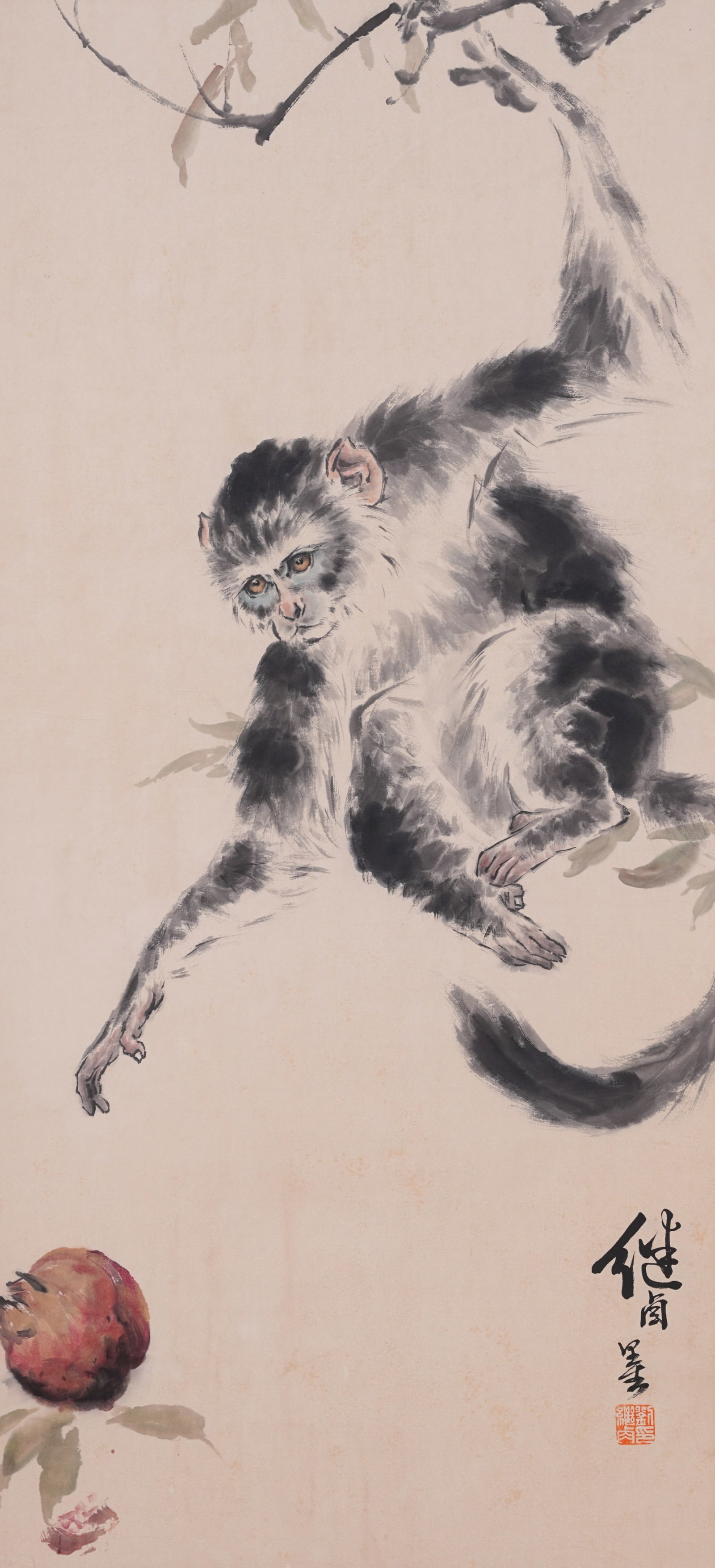 A MONKEY PAINTING ON PAPER BY LIU JIYOU.劉繼卣 (1 of 7)