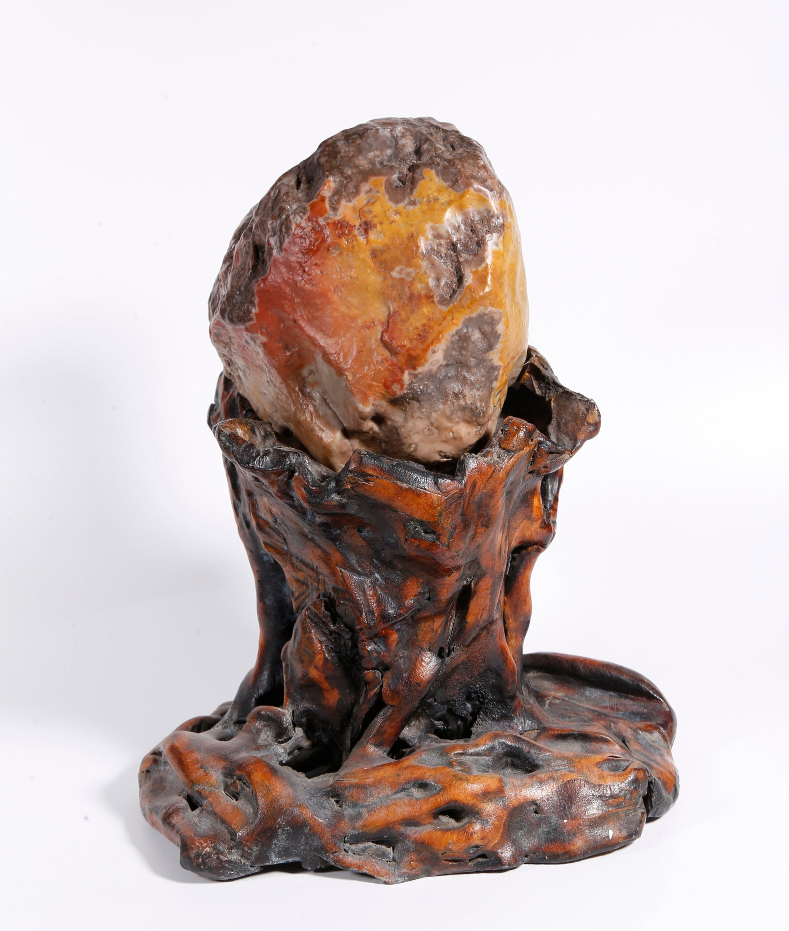 A STONE ORNAMENT WITH STAND: Stone Ornament with Stand