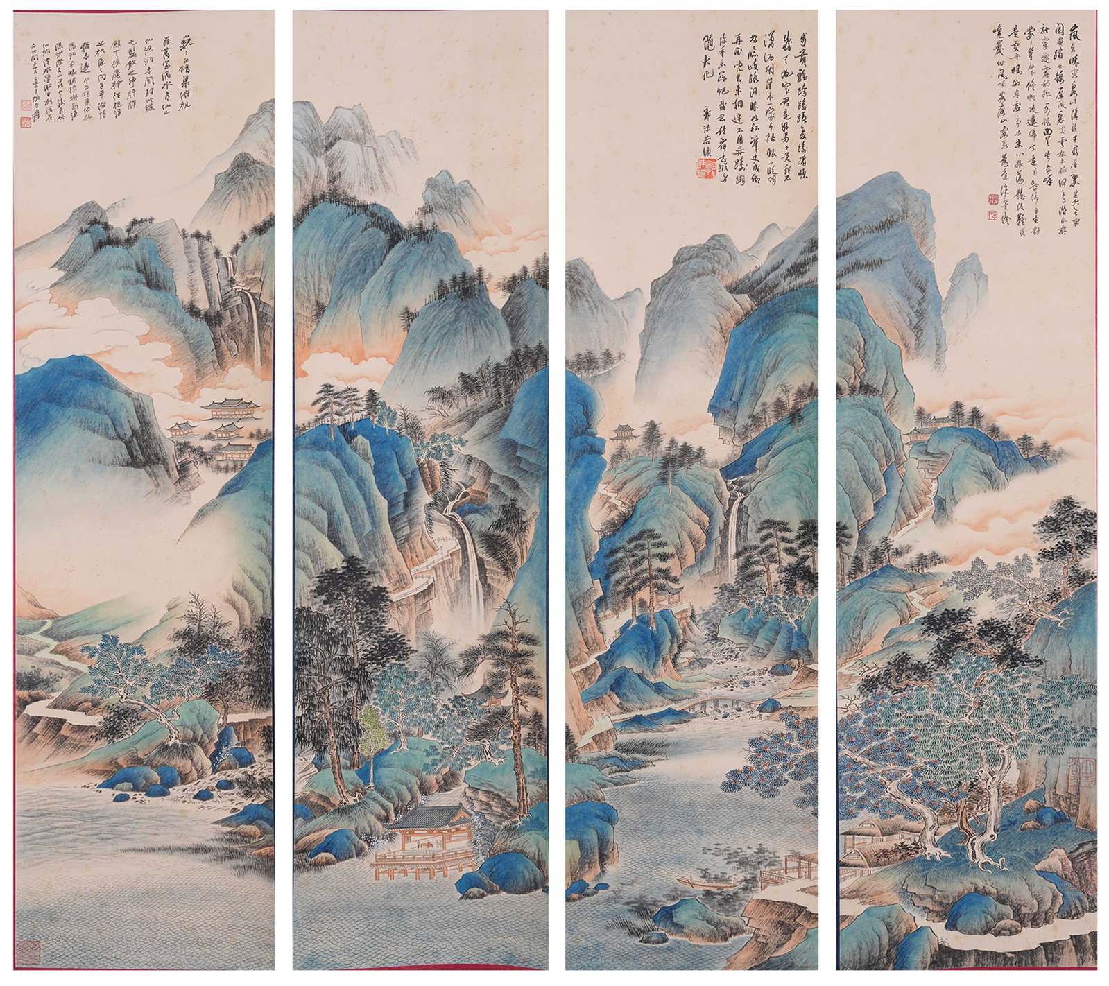 A LANDSCAPE PAINTINGS ON PAPER BY ZHANG DAQIAN (4 PIECES).張大千 (1 of 13)