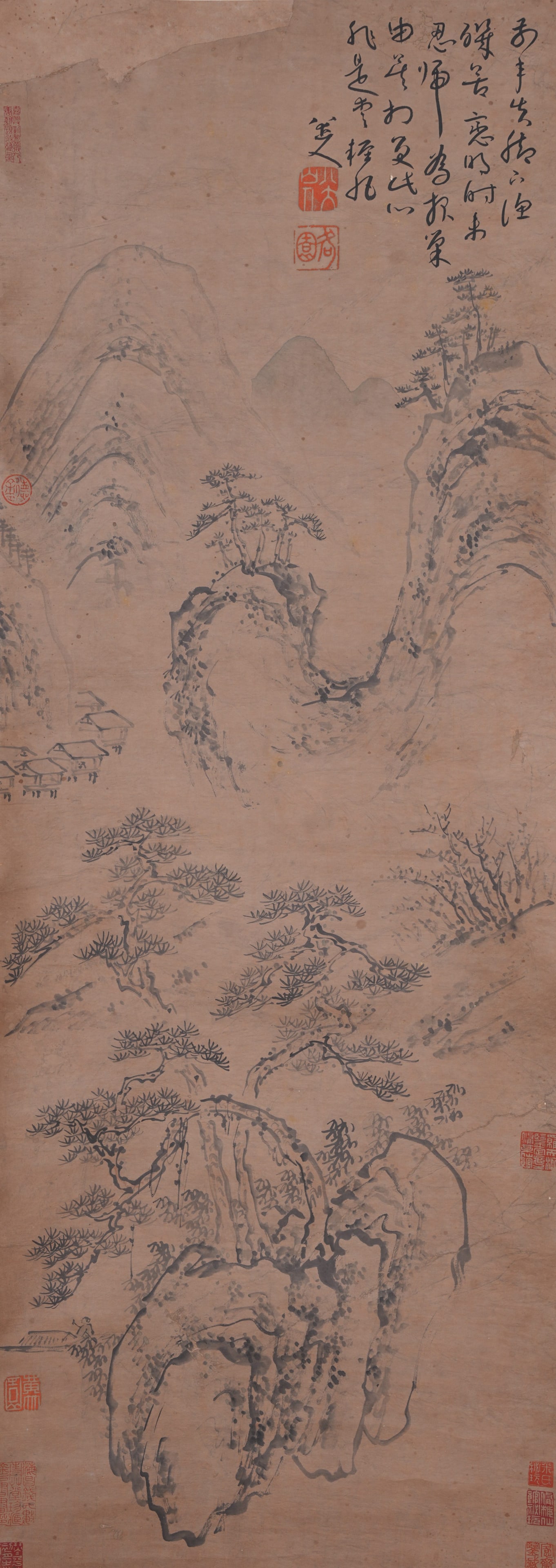 A LANDSCAPE PAINTING ON PAPER BY BADA SHANREN.八大山人 (1 of 12)