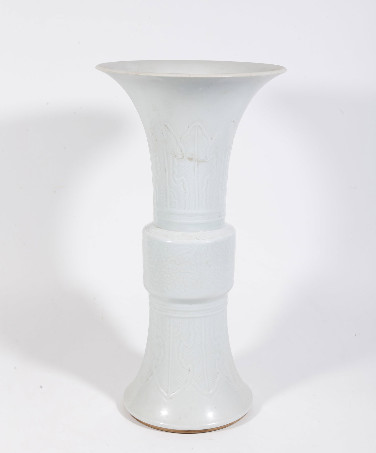 A WHITE GLAZE FLORAL PATTERN GU VASE (1 of 10)