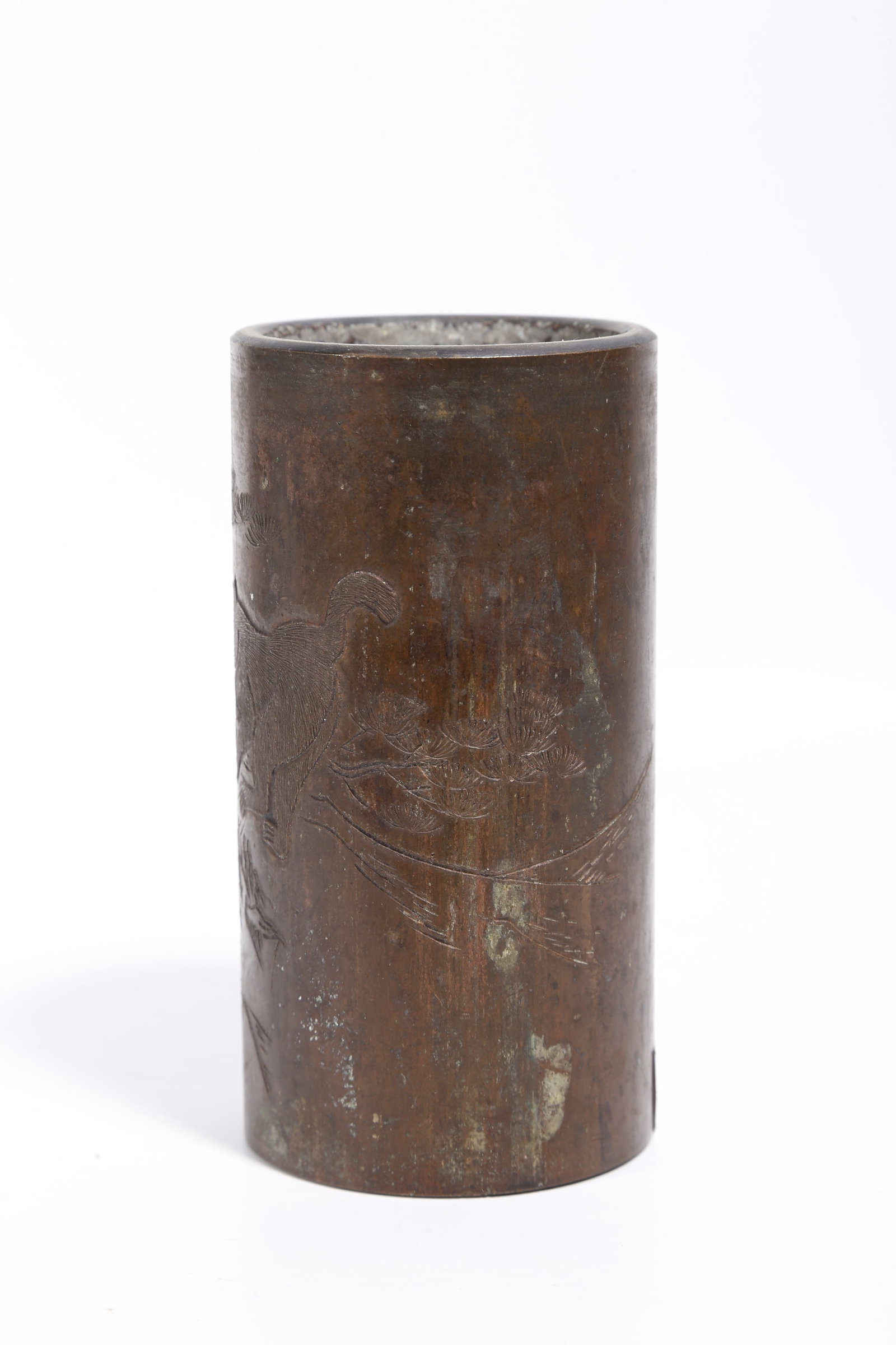 A BRONZE BRUSH POT WITH MONKEY PATTERNS - 2