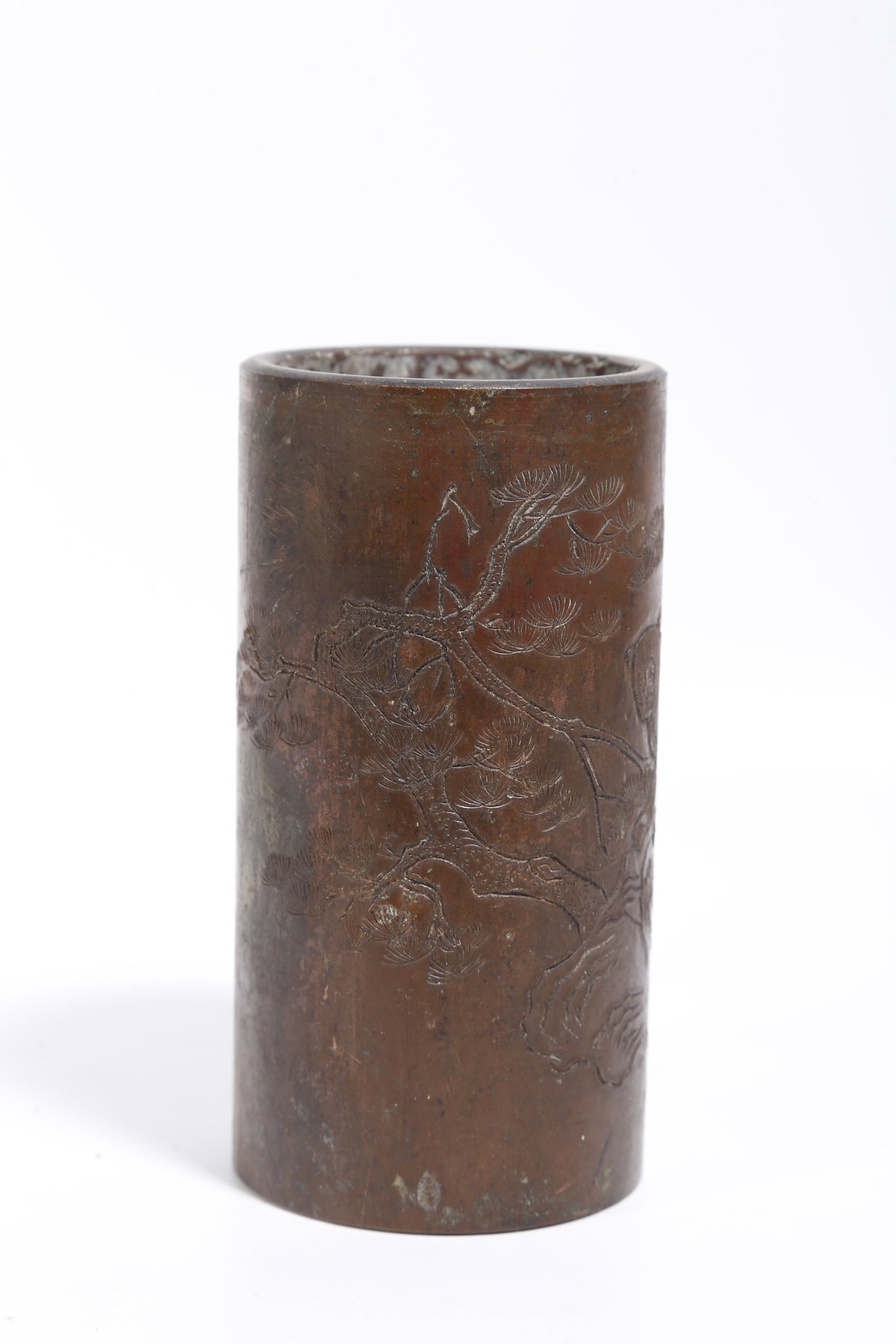 A BRONZE BRUSH POT WITH MONKEY PATTERNS - 4