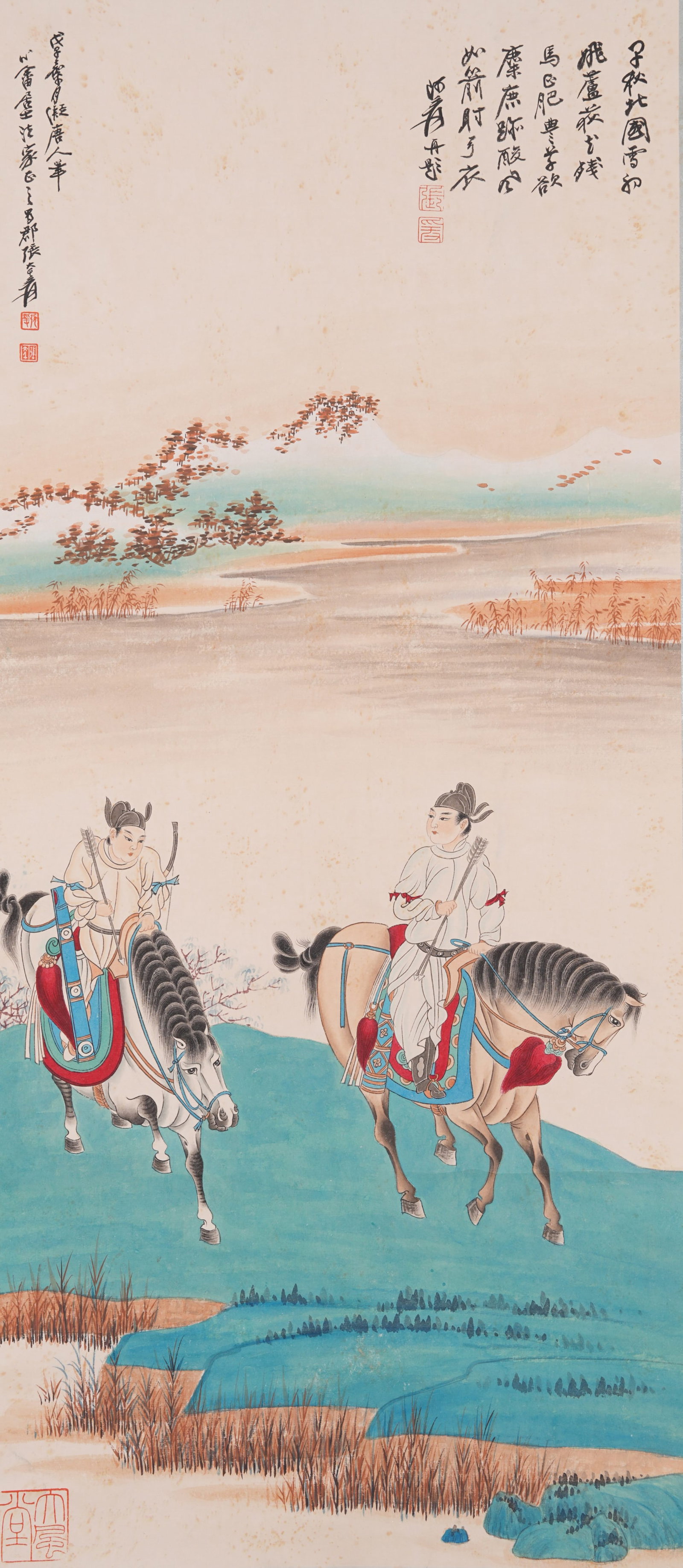 A HUMAN AND HORSE PAINTING ON PAPER BY ZHANG DAQIAN.張大千: Human and Horse Painting on Paper by Zhang Daqian.張大千