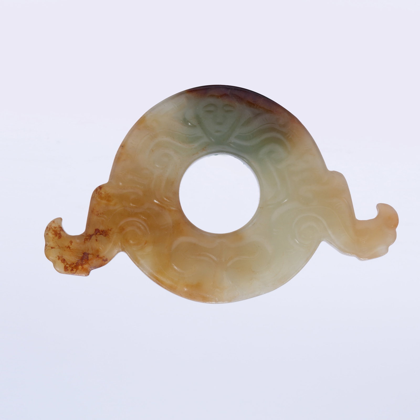 A ANCIENT JADE OPENWORK BI DISC WITH PHOENIX HEAD (1 of 8)