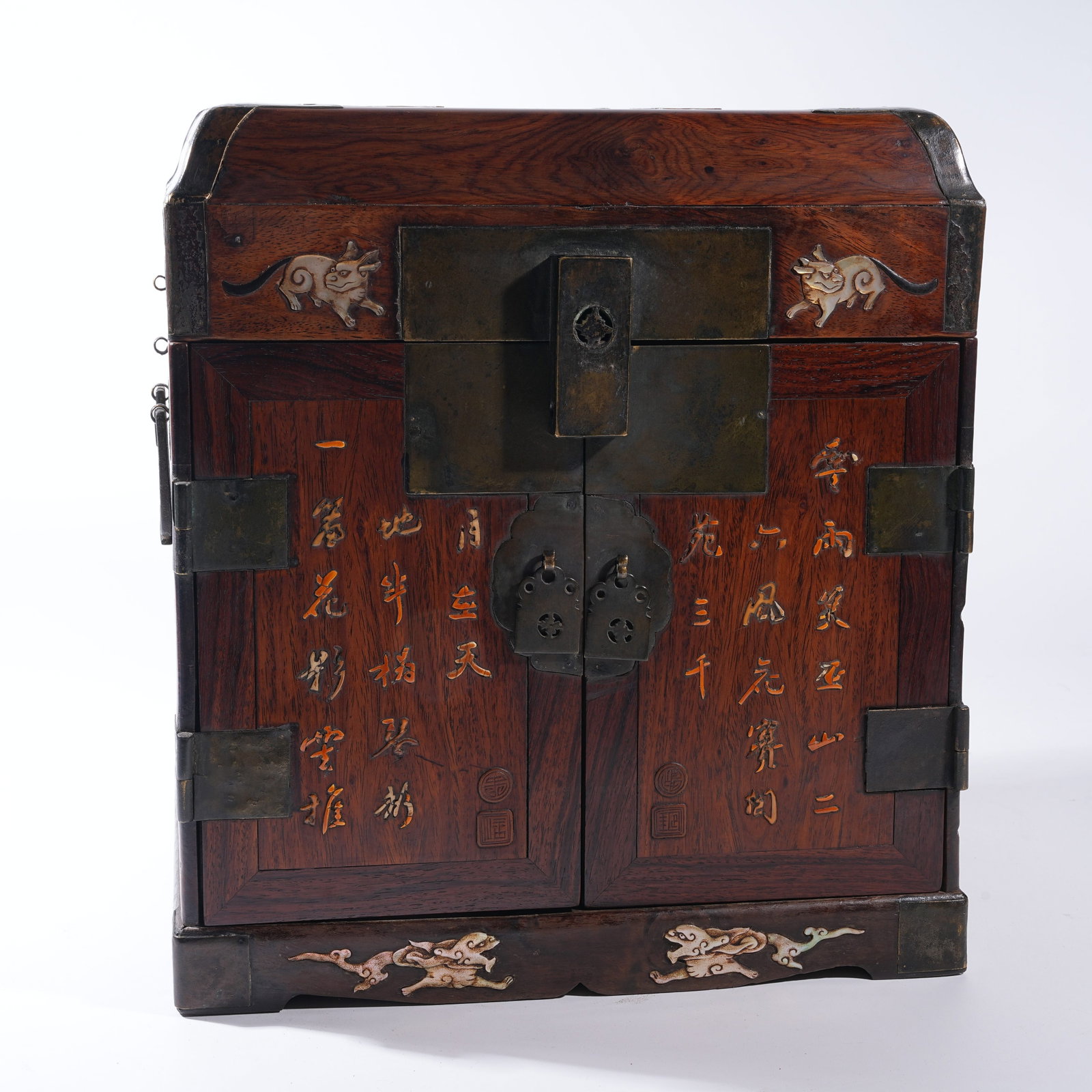 A HUANGHUALI OFFICIAL BOX INLAID WITH HUNDRED TREASURES (1 of 11)